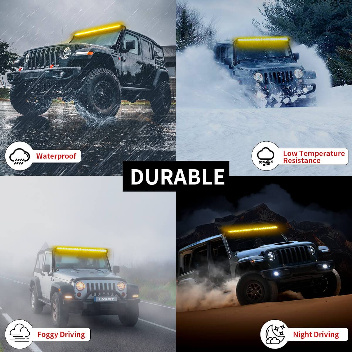 Lasfit 42 Inch Amber Light Bar, Single Row Led Light Bar, Ip67 Waterproof Offroad Driving Light, Spot Flood Combo Amber Led Bar