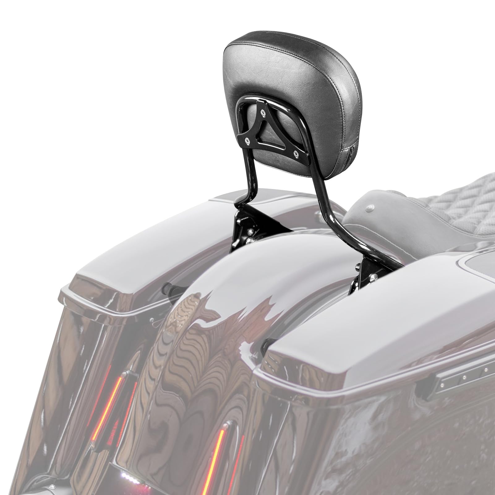 Mofun Street Glide Sissy Bar Detachable Passenger Backrest Pad Compatible With Harley Touring Road Glide Road King Electra Glide 2009-2024 Gloss Black