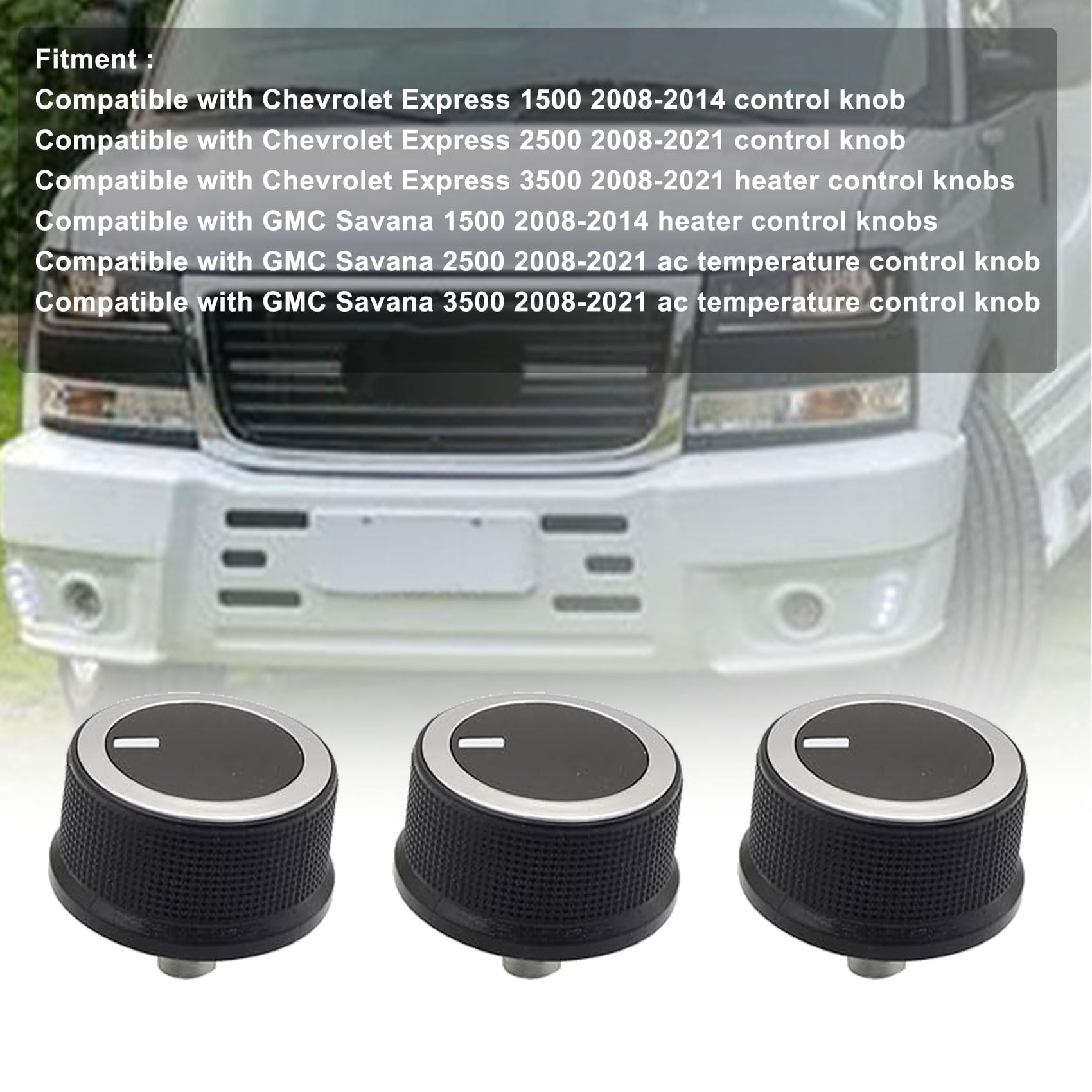 Priprilod New 3Pcs 84141127 84793085 Ac Temperature Control Knob Compatible With Chevrolet Express 2008-2021 Compatible With Gmc