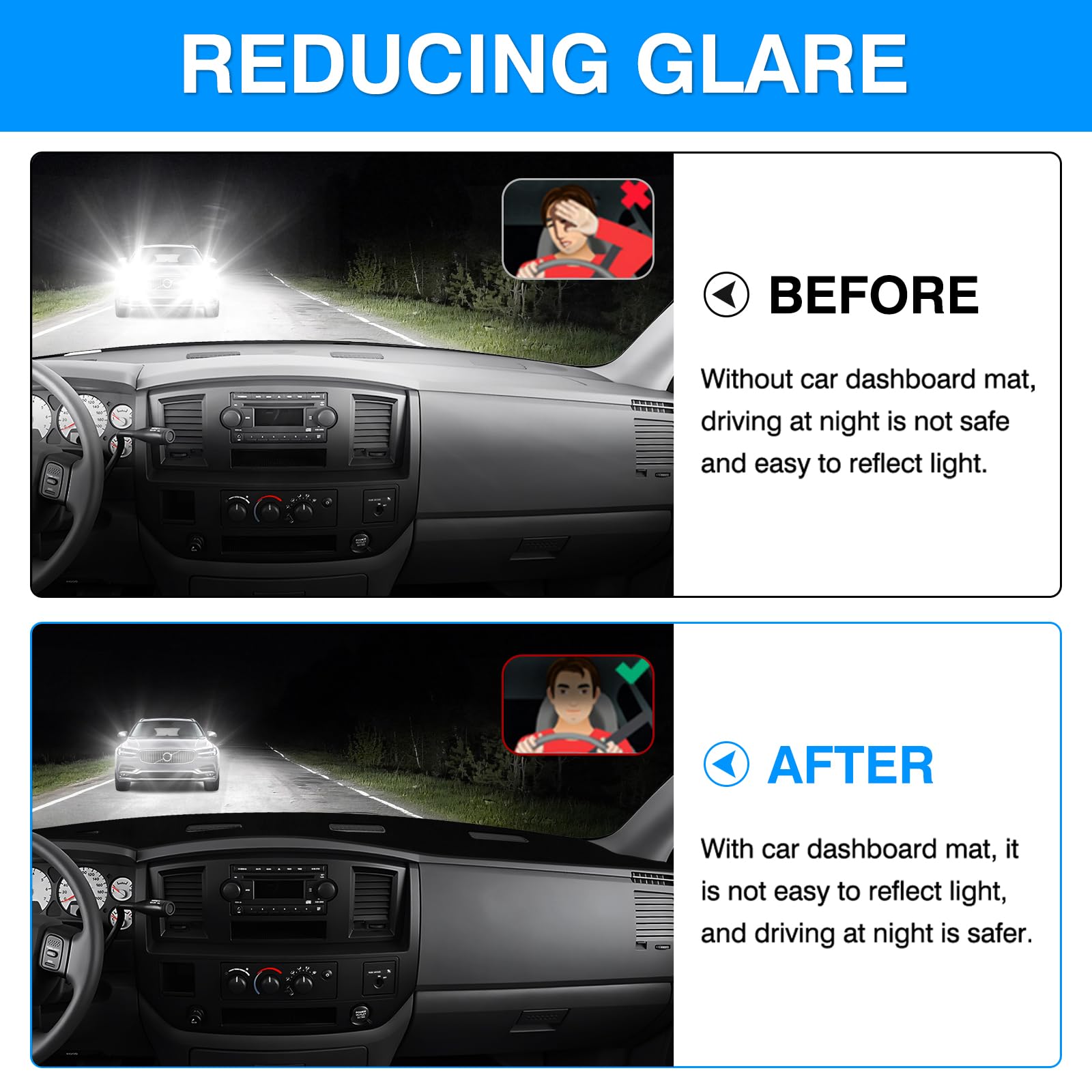 Autorder Dashboard Cover Mat For 2006-2008 Dodge Ram 1500 2500 3500,2009 Dodge Ram 2500 3500 4500 5500,2010 Dodge Ram 4500 5500