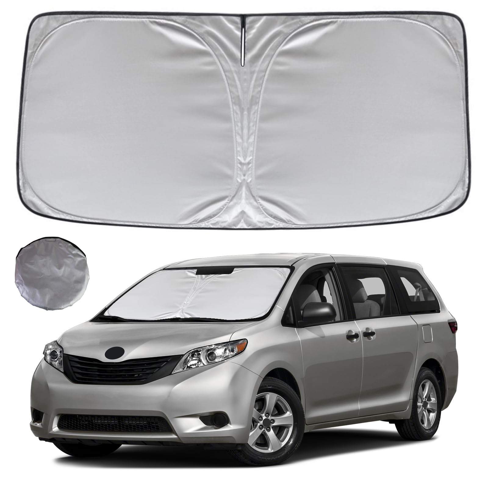 Kayzt Windshield Sun Shade For 2011-2020 Toyota Sienna Mini Van Foldable Sunshade Front Window Custom Fit Car Accessories