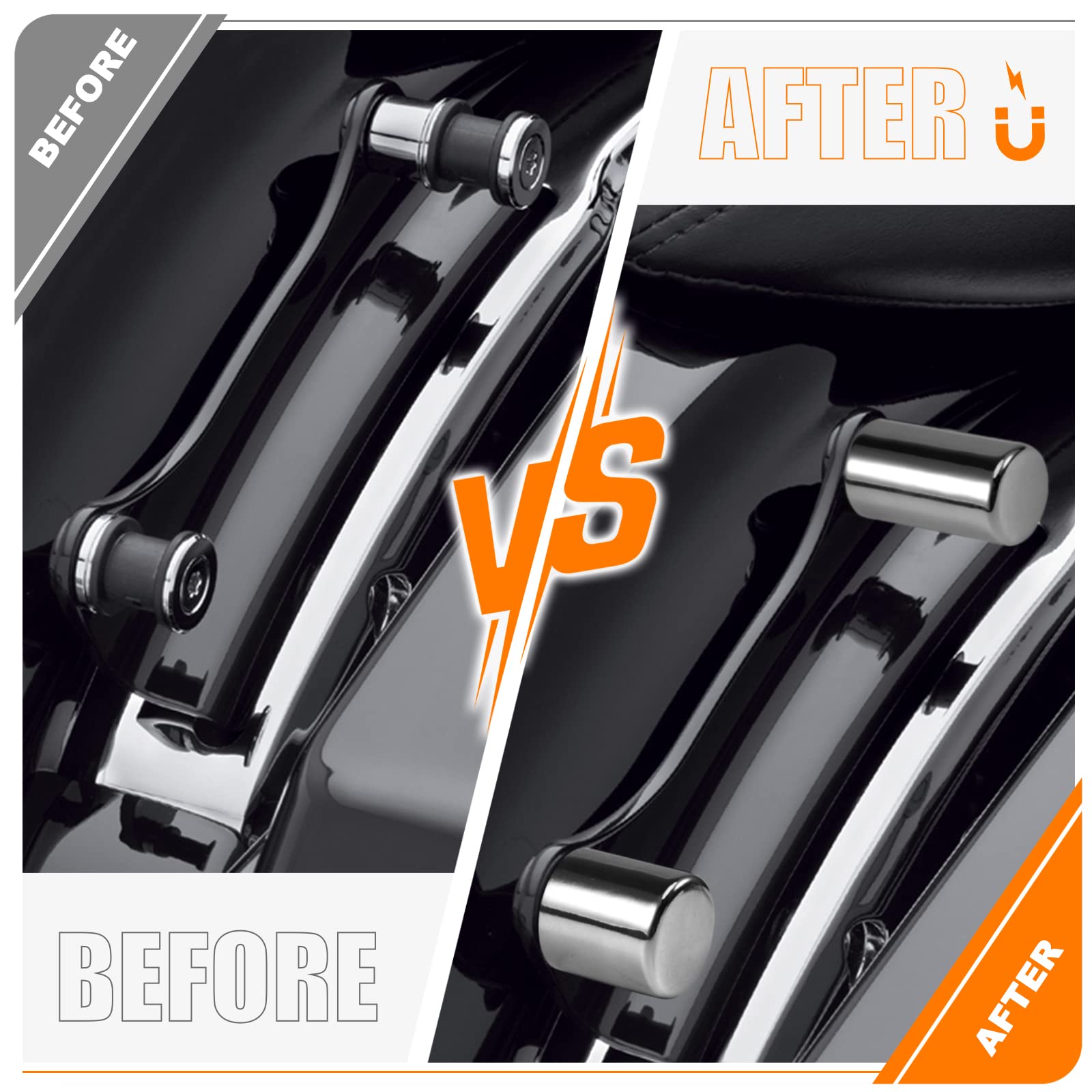 Eumti 4 PCS Detachable Docking Hardware 4 Point Covers Kit Magnet Cover Kit Chrome Compatible wiht Harley Touring Electra Glide,