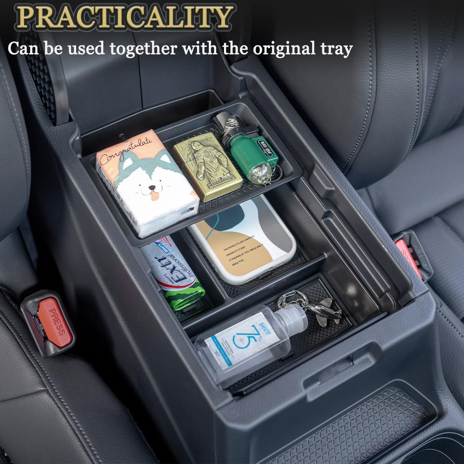 Pimcar Center Console Organizer Compatible With Honda Crv 2023 2024 2025 Accessories Cr-V Hybrid Sport Armrest Tray Abs Plastic