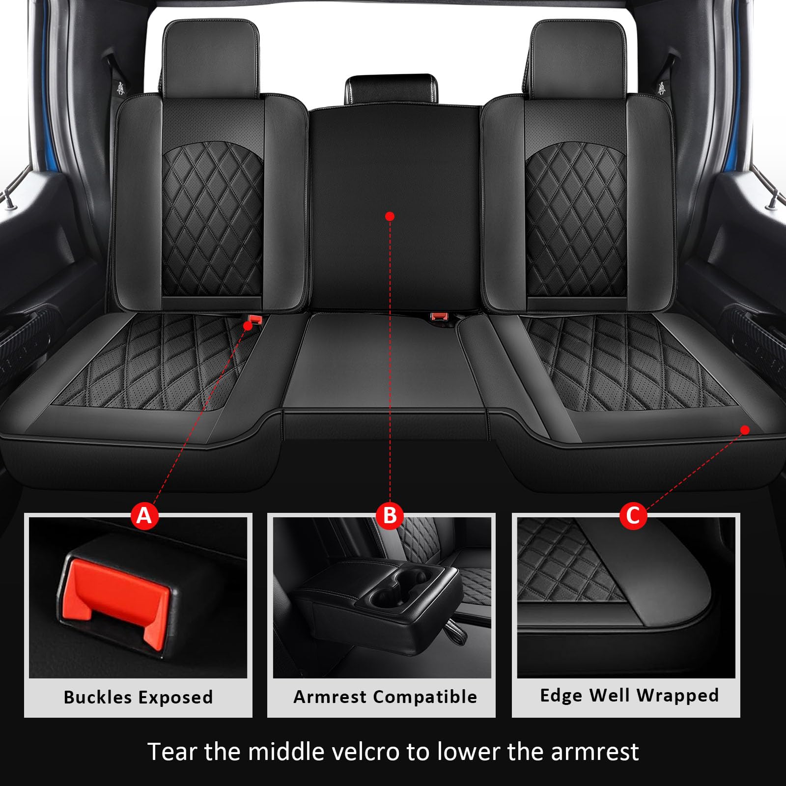 MIROZO Truck Seat Cover for Dodge Ram, Waterproof Ram Seat Cover Compatible with 2009-2024 RAM 1500 2500 3500 Truck Pickup Crew