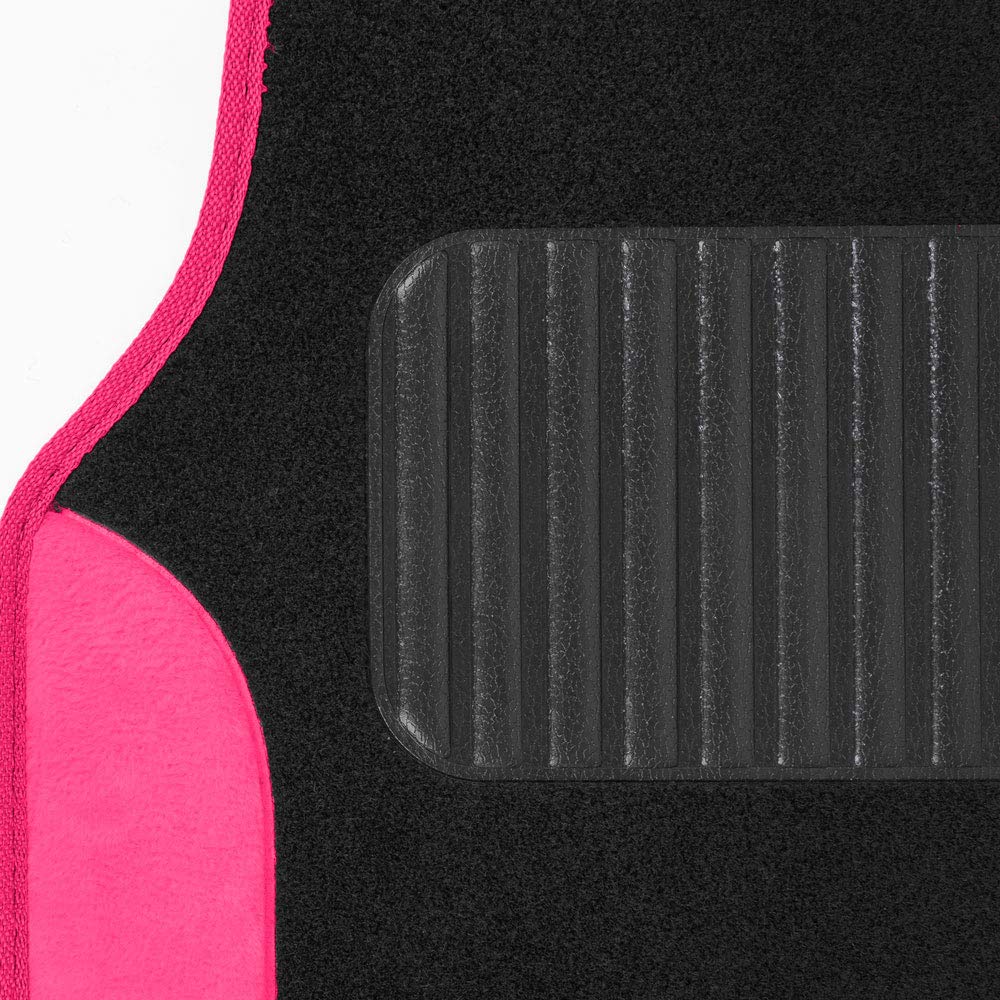 Bdk Hot Pink Carpet - Two-Tone Faux Leather Automotive Floor Mats, Included Anti-Slip Features And Built-In Heel Pad, Stylish Floor Mats For Cars Truck Van Suv