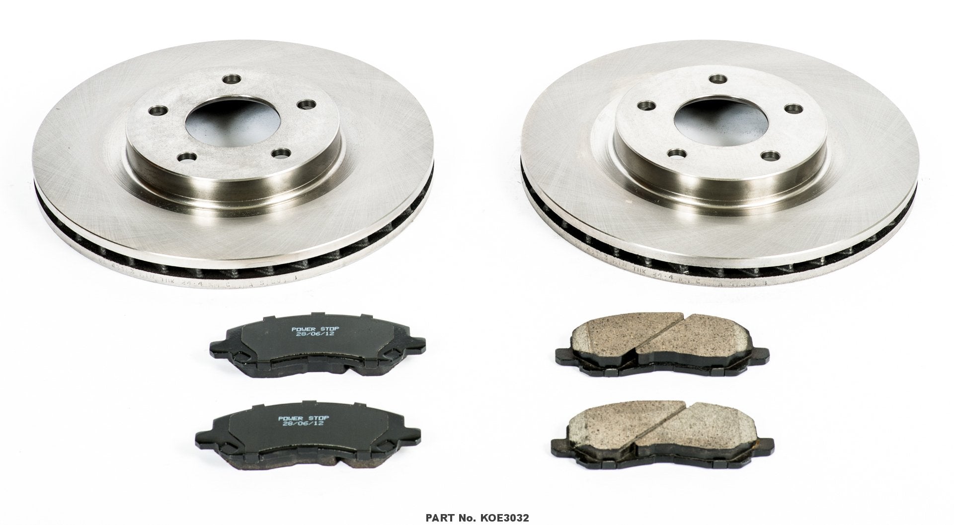 Powerstop Koe3032 Autospecialty Front Replacement Brake Kit-Oe Brake Rotors & Ceramic Brake Pads For Chrysler 200 Sebring Dodge Avenger Jeep Compass Patirot Lancer Outlander [Application Specific]