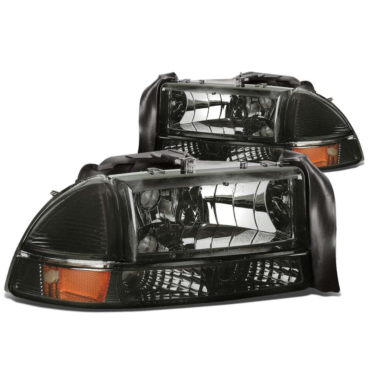 Dna Motoring Hl-Oh-Dd974P-Sm-Am Smoke Lens Amber Headlights Compatible With 98-04 Durango / 97-04 Dakota,Driver & Passenger Side