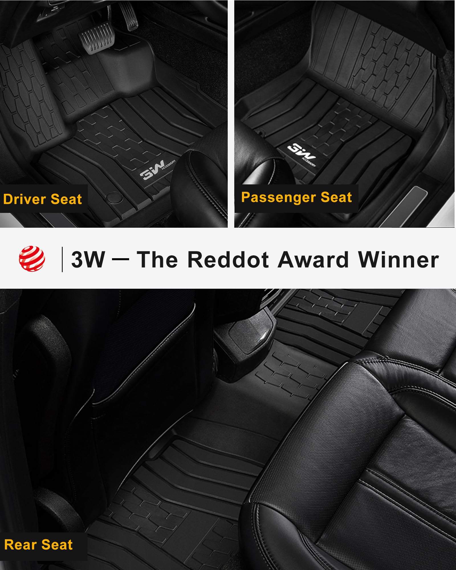 3W Floor Mats Fit Ford Fusion/Lincoln Mkz 2017-2020 All Weather Tpe Custom Fit Floor Liner, 1St And 2Nd Row Full Set Car Liners