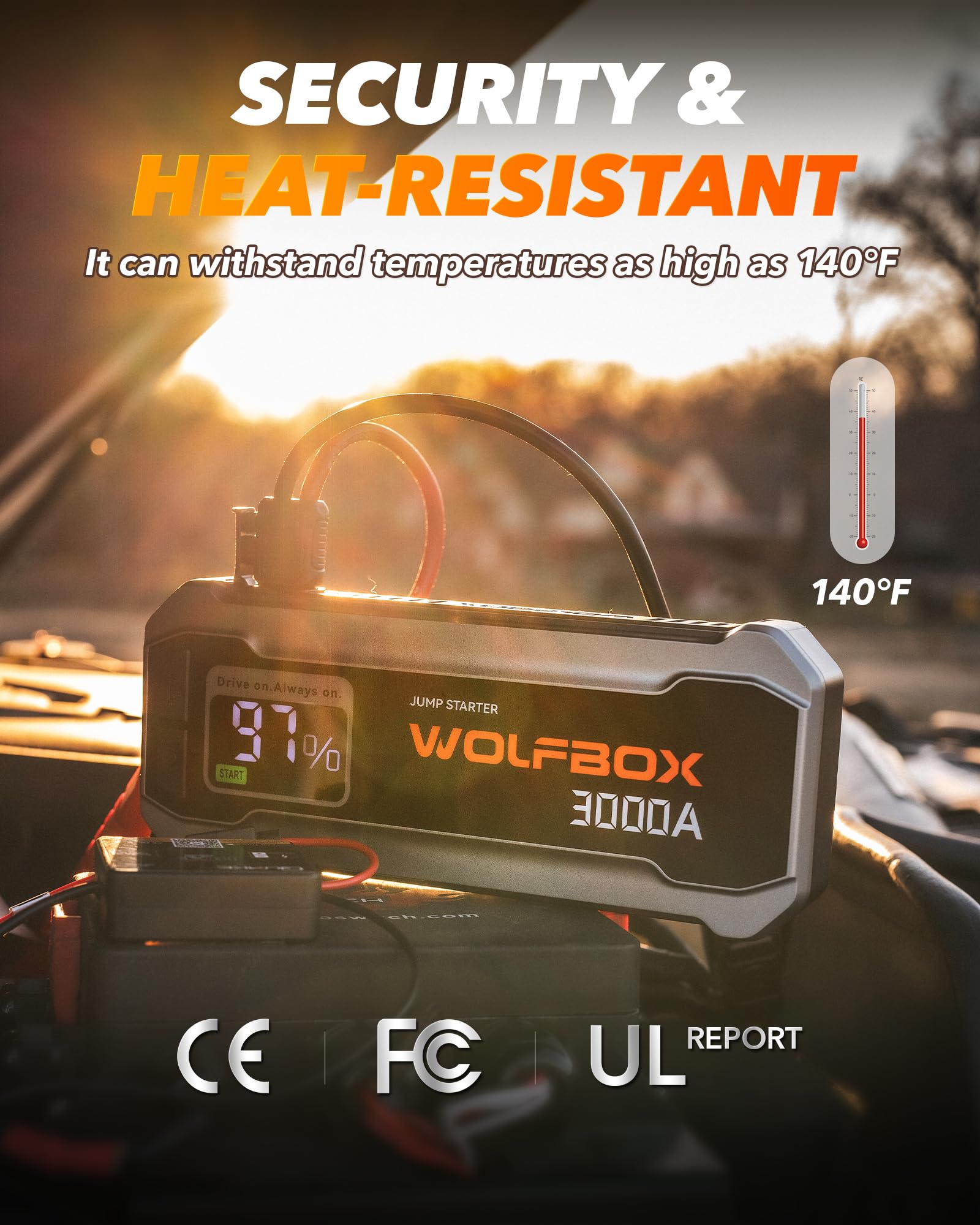 Wolfbox 3000A Jump Starter,12V Car Battery Jump Starter,65W Quick Charge(Adapter Not Included) 16000Mah Portable Jump Starter Ba