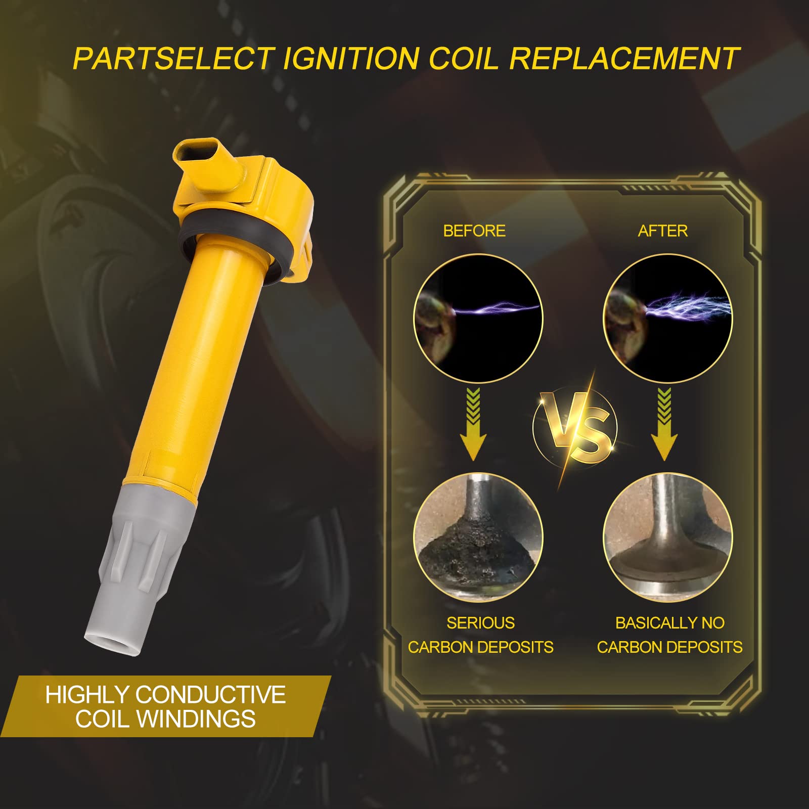 Partselect 6Pcs Ignition Coil Pack Uf502 4606869Aa 4606869Ab Uf-502 Replacement For 2006-2010 Chrysler 300 Town & Country Sebrin