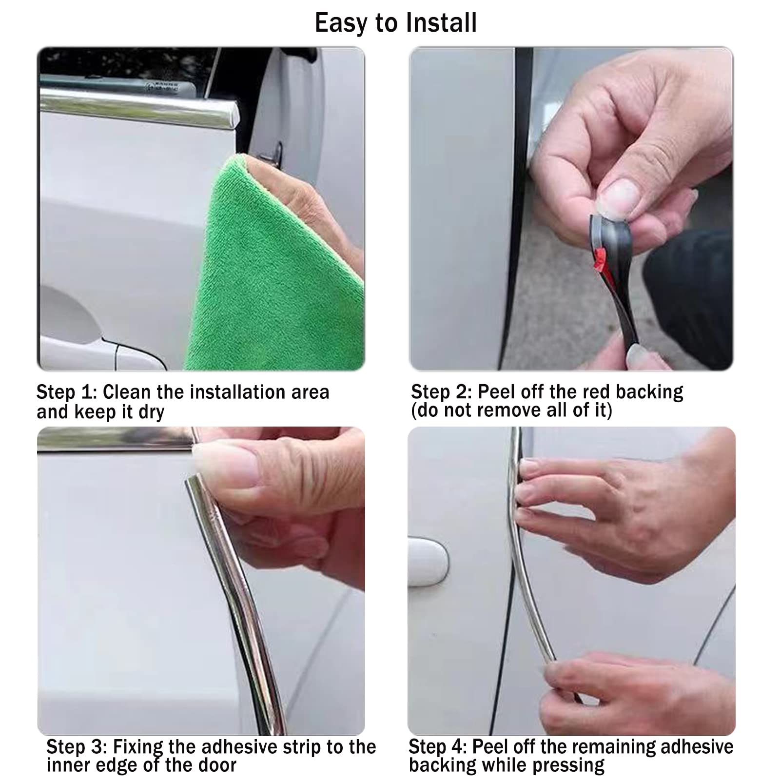 Car Door Edge Guards Self Adhesive Rubber U Channel Edge Trim Metal Edge Protection Guard For Most Car Doors, Hatches, Lockers,