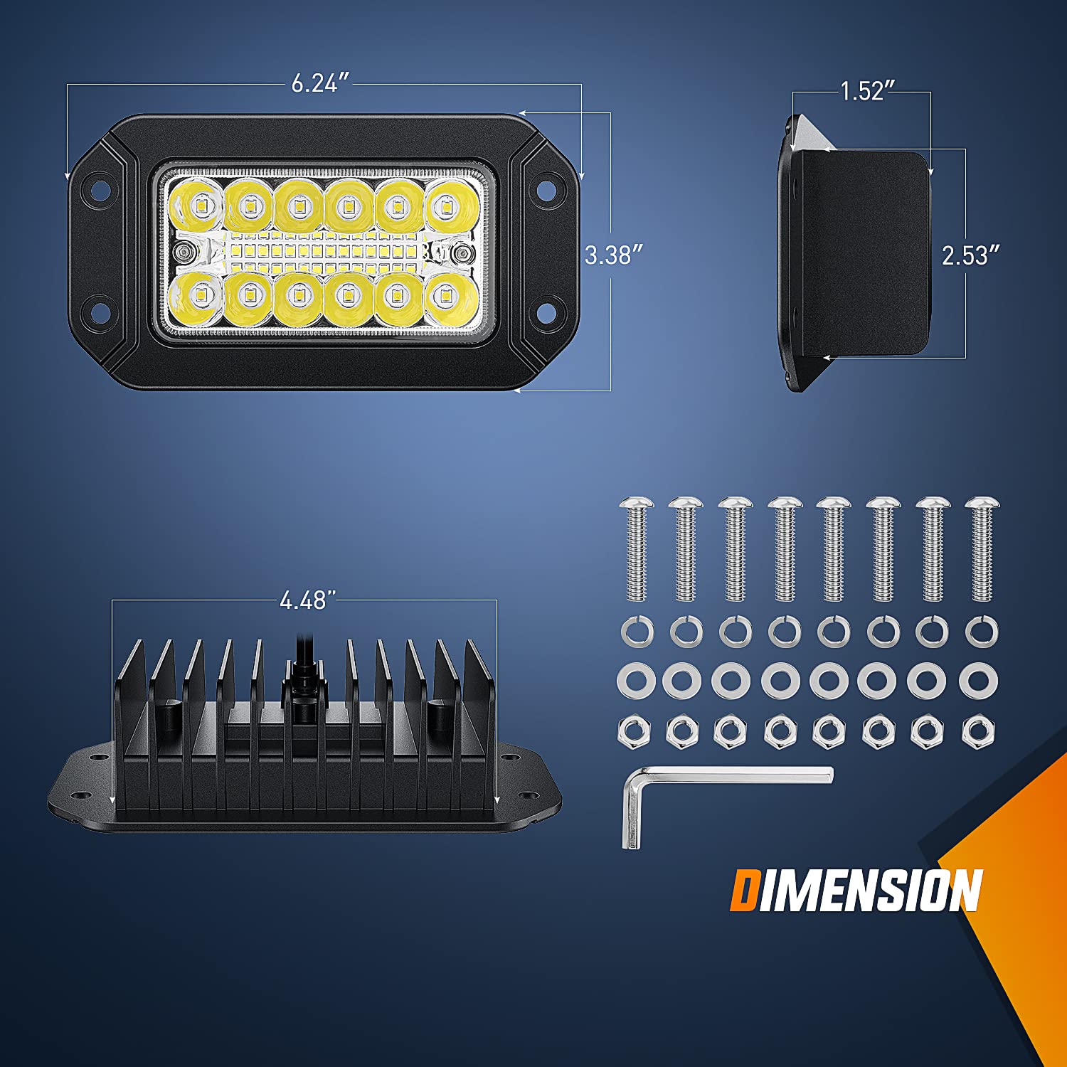 Nilight Flush Mount Led Light Pods 2Pcs 6 Inch 39W Upgraded Spot Flood Combo Beam Driving Work Lighting Backup Reverse Grill Mou