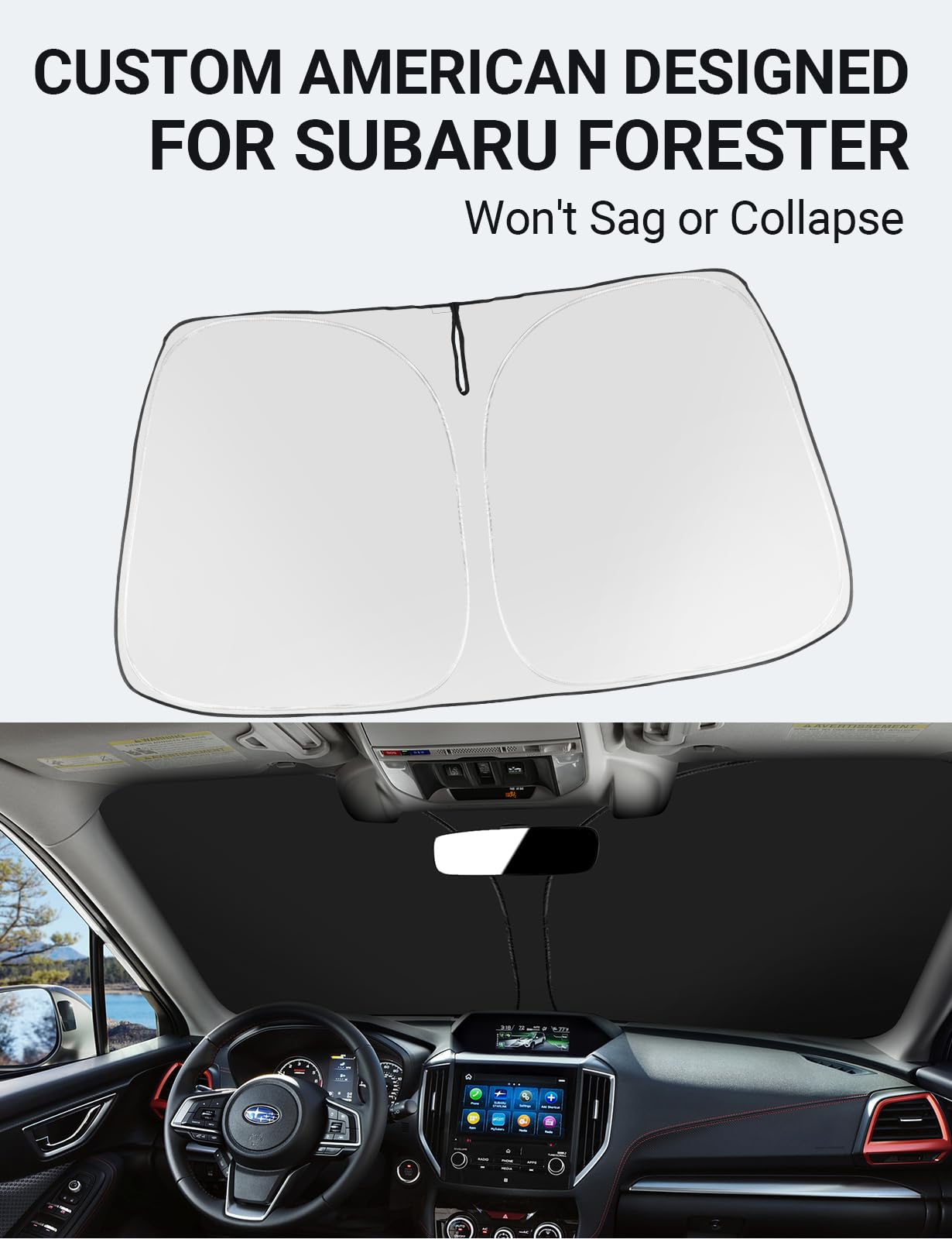 Proadsy Windshield Sun Shade Custom Fit 2019-2024 2025 Subaru Forester Suv, Crossover, Base, Premium, Sport, Limited Accessories Foldable Front Sunshade Protector Blocks Uv Rays Keep Car Cooler