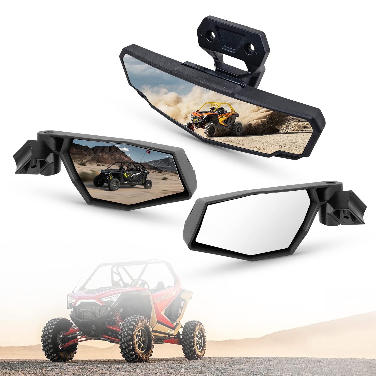 Kiwi Master Rear View Mirror Compatible With 2024 Polaris Rzr Xp 1000, 2020-2024 Rzr Pro Xp, Pro R, Turbo R, Rzr Trail/S Accessories Center Rearview Racing Convex Mirrors # 2883763