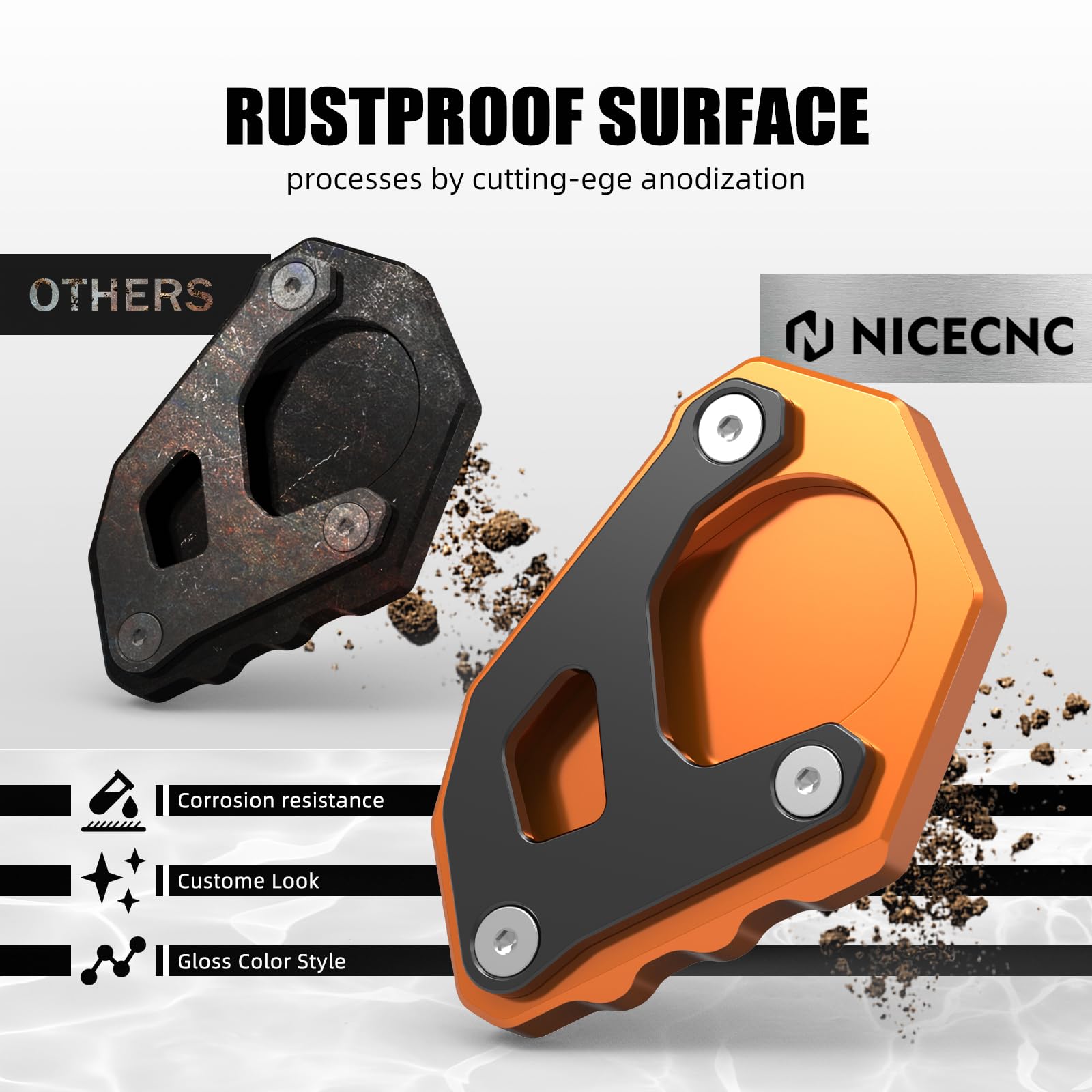 NICECNC Orange Kickstand Kick Side Stand Extension Plate Compatible with KTM 690 Enduro R/SMC R 2019-2021,1050/1090/1190/1290 Adventure 2014 2015 2016 2017 2018 2019 2020