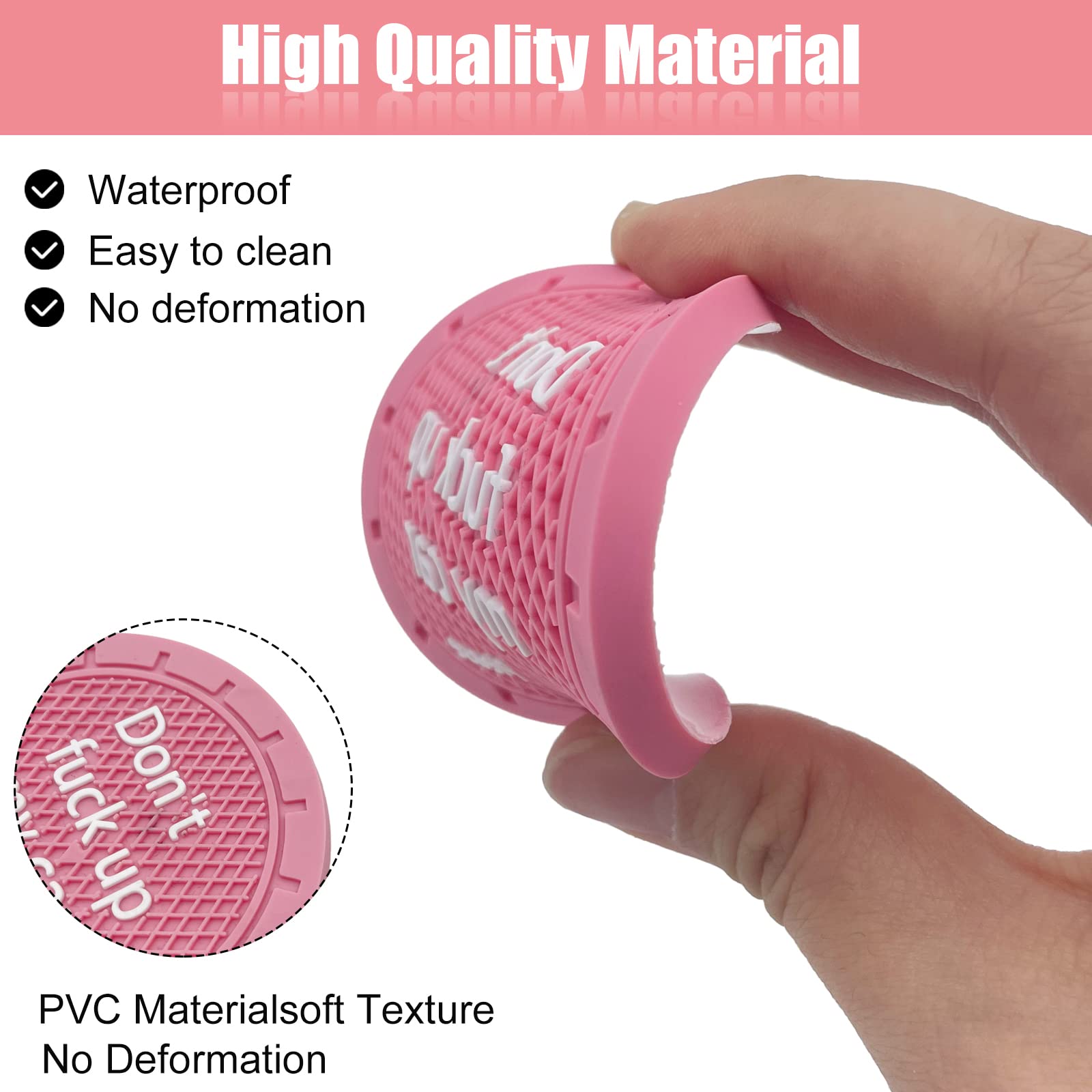 Car Cup Holder Coaster, Car Non-Slip Cup Holder Embedded Decorative Funny Coaster - Don'T Fuck Up My Car Please, Suitable For Most Car Interior Accessories For Women Men (Pink)