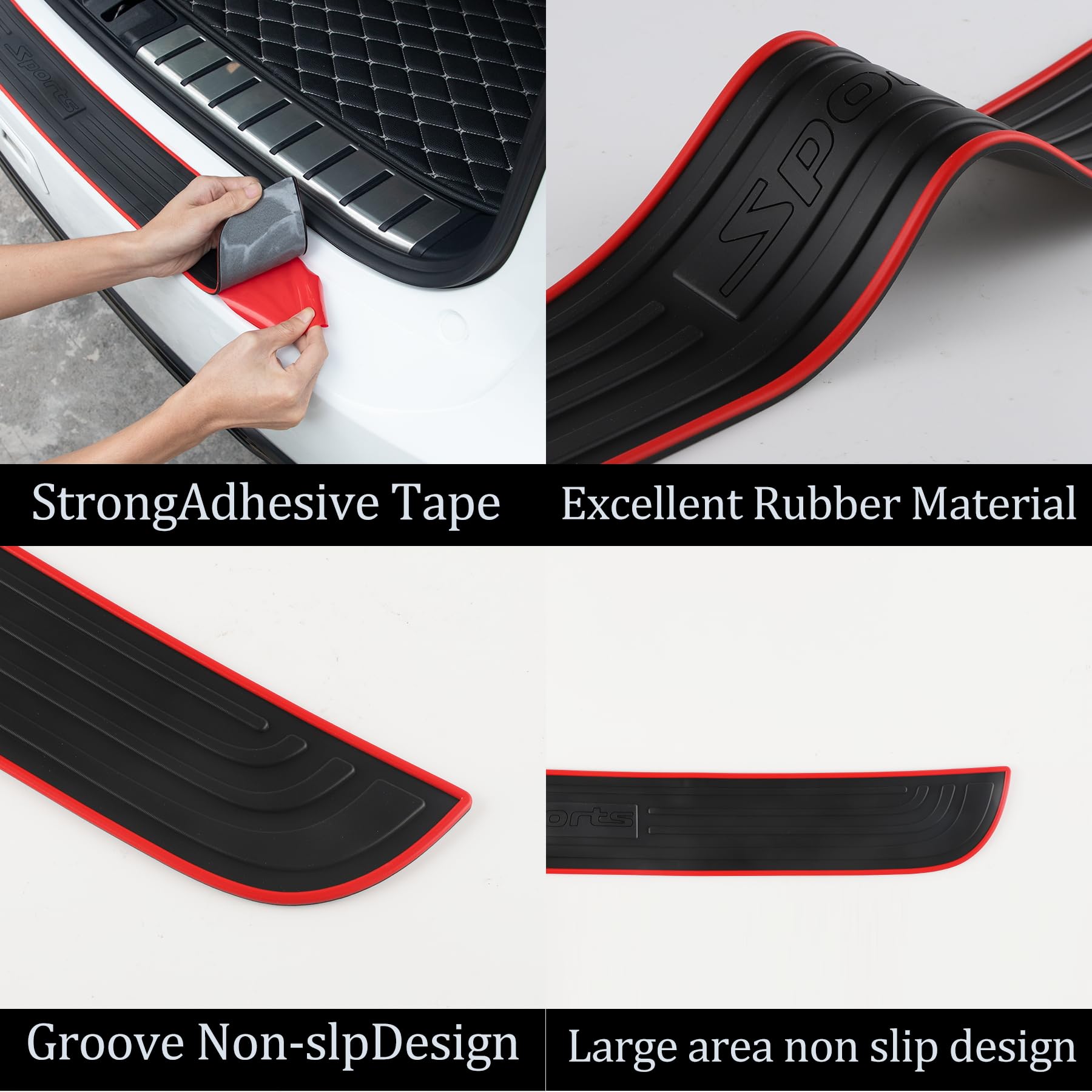 Singaro Car Rear Bumper Protector, 35.5Inch X2.75Inch Car/Suv Universal Rubber Anti-Scratch Trunk Exterior Accessories(Black)