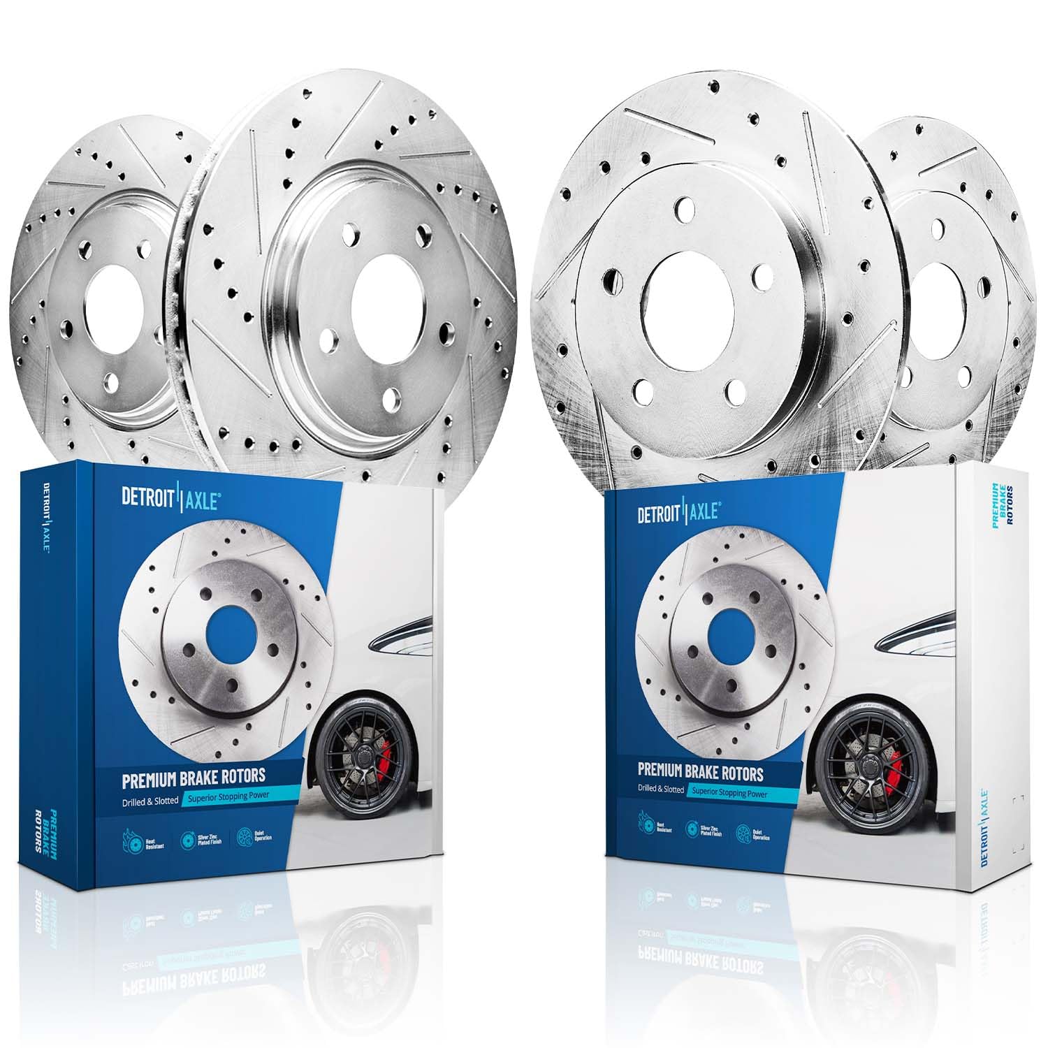 Detroit Axle - Brake Rotors for Ford Explorer Flex Taurus Lincoln MKS MKT Drilled & Slotted Disc Brake Rotors Replacement Brakes