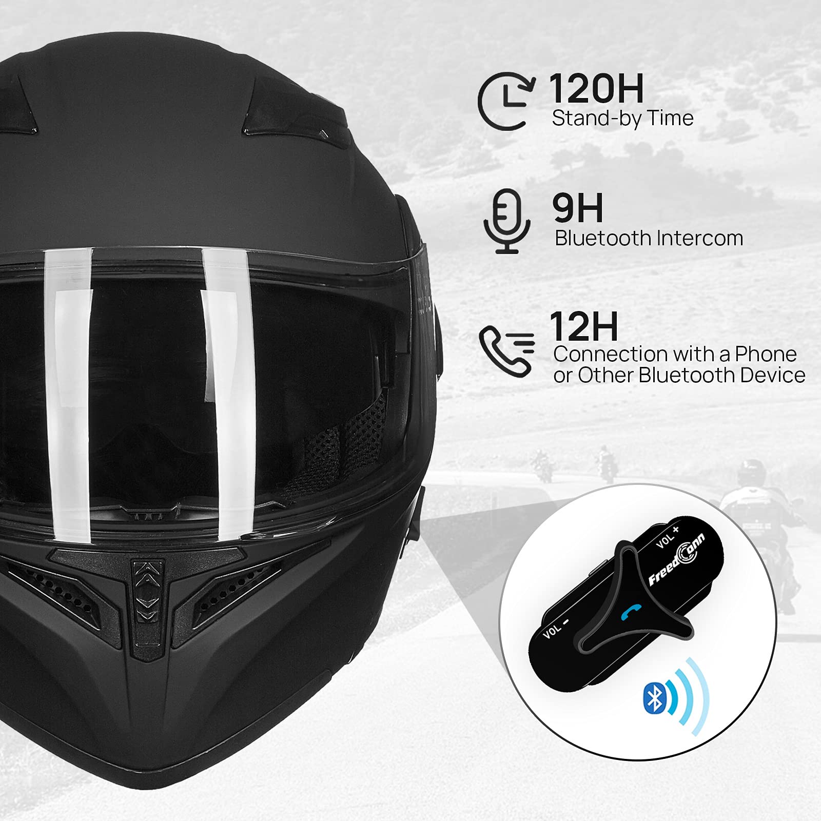 Ilm Bluetooth Motorcycle Helmet Modular Flip Up Full Face Dual Visor 6 Riders Group Intercom Mp3 Fm Radio Dot Model 902Bt Pro(Ma