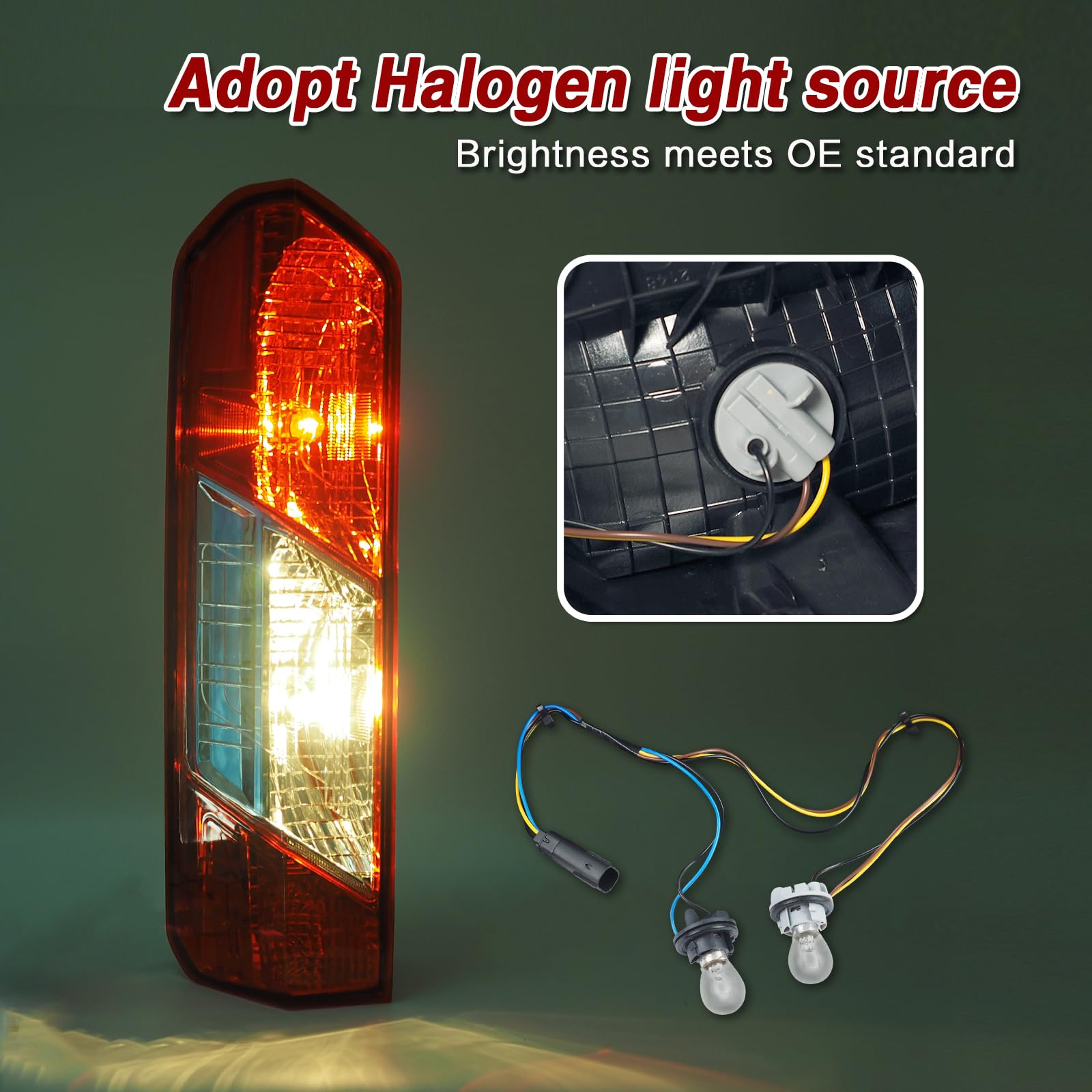 Zsbmp Tail Lights Compatible With Ford Transit 150 250 350 350Hd 2015-2023 Rear Lamp With New Bulbs And Harness (A Pair)