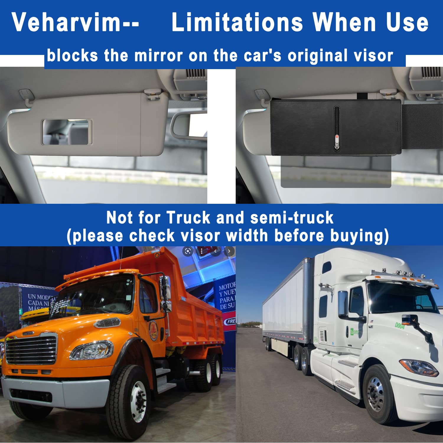 Veharvim UV400 Polarized Car Sun Visor Extension with Zipper, Anti-Glare, Transparent, Universal Size, Side Sunshade for Safe Driving