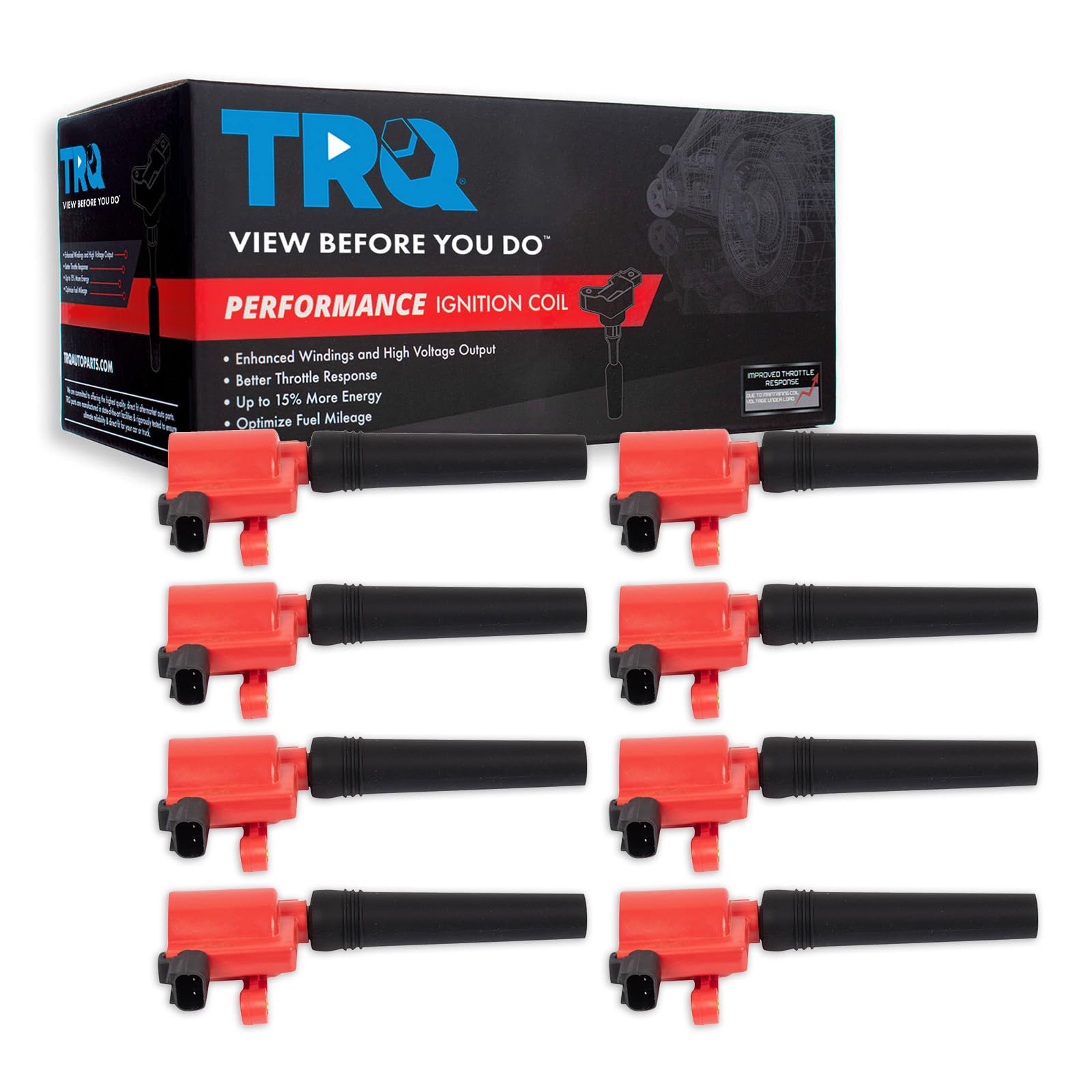 TRQ Ignition Coil Set Compatible with 2002-2005 Ford Thunderbird 2000-2002 Jaguar S-Type 2000-2006 Lincoln LS