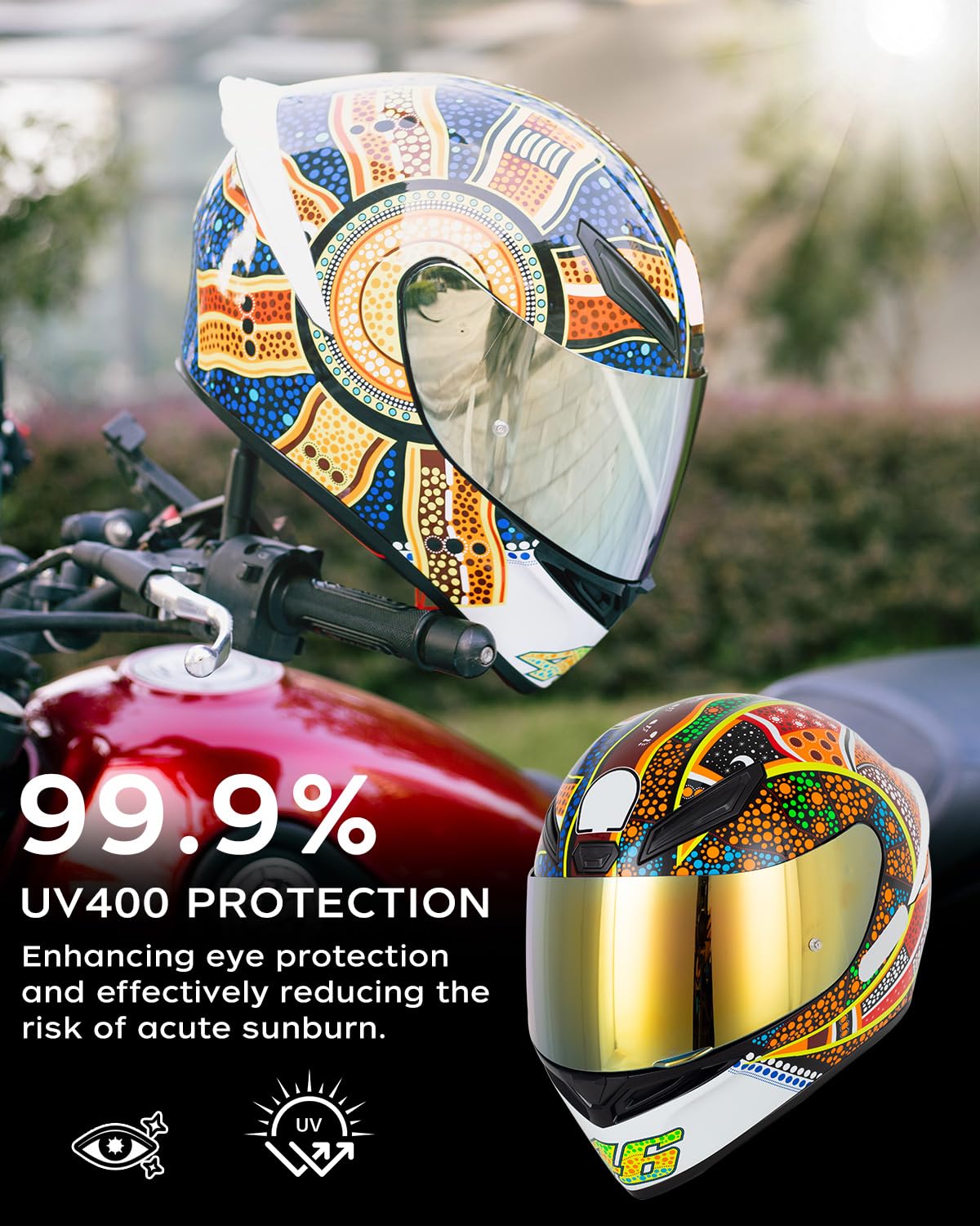 Soman K1 Helmet Visor Replacements, K1S Tinted Helmet Visor Compatible With K1 K1S K3Sv K5 K5S Uv Protection (Gold)