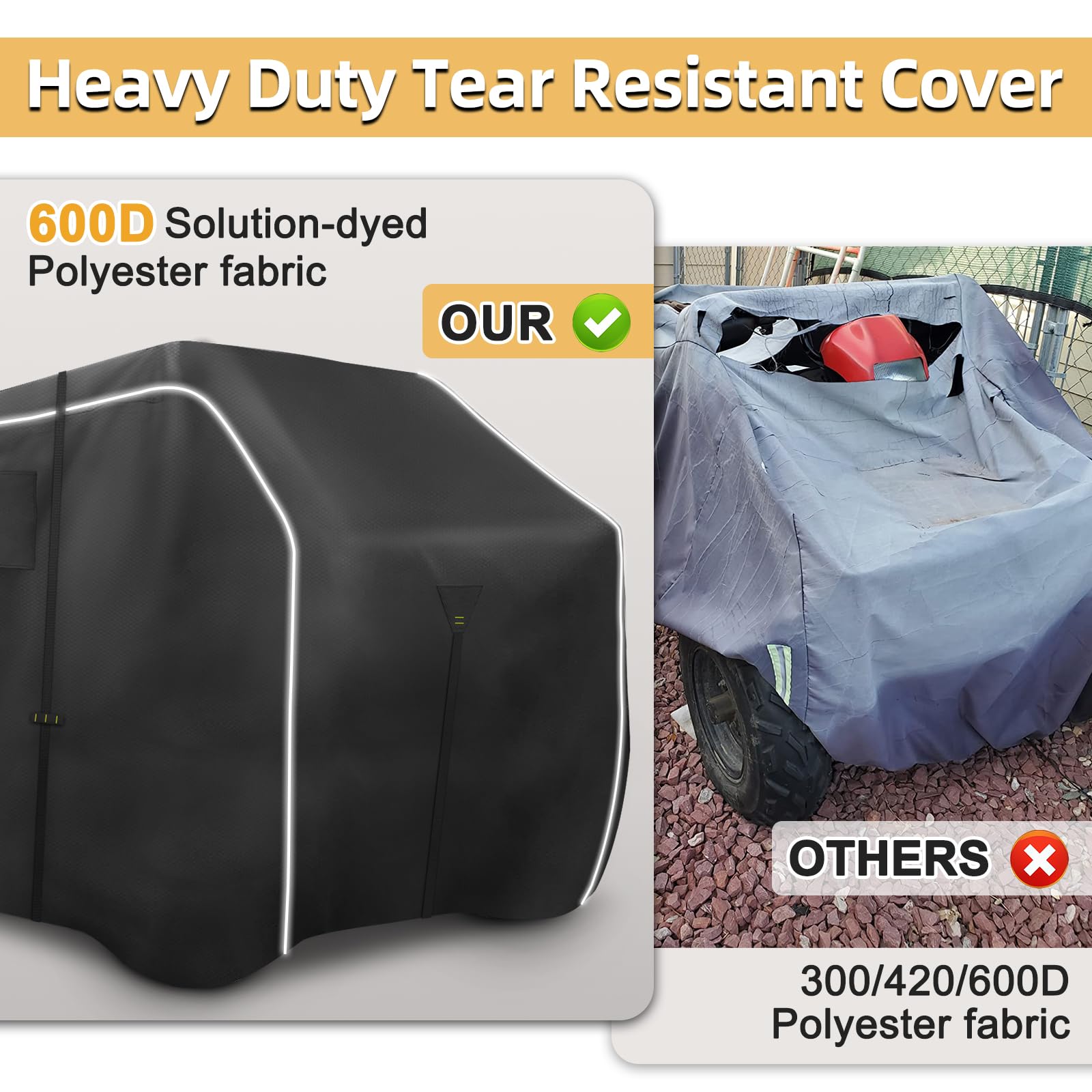 Zenicham 600D Atv Cover - Waterproof & Windproof 4 Wheeler Covers Outdoor Storage, Heavy Duty Quad Wheeler Cover Accessories Fit