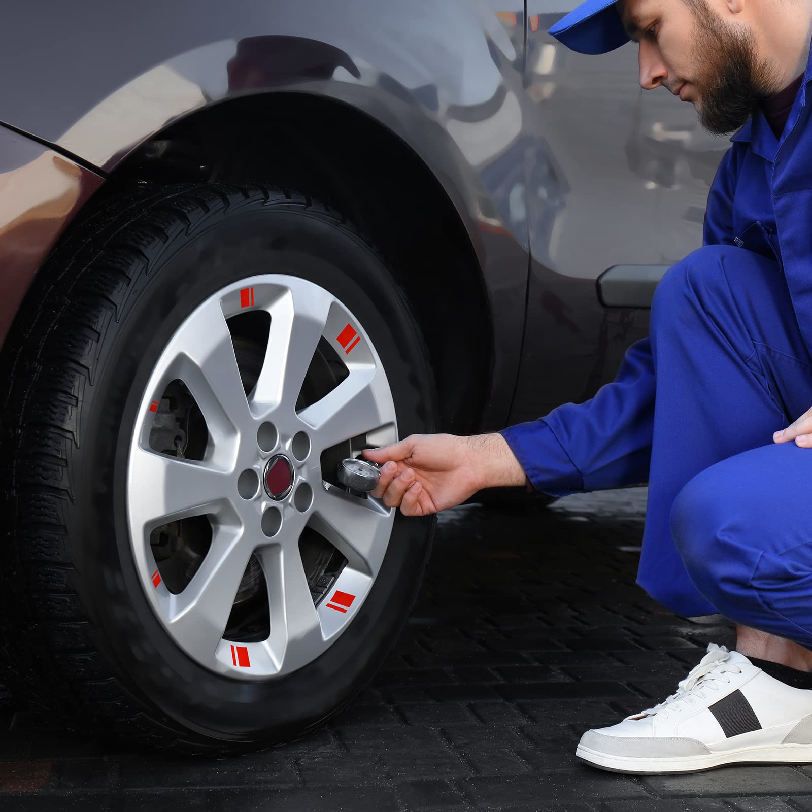 24 Pcs Wheel Rims Decal Stripes Reflective Car Stickers Wheel Hub Stickers Automotive Decals For 18-21 Inch Wheels Tire Rim Safe