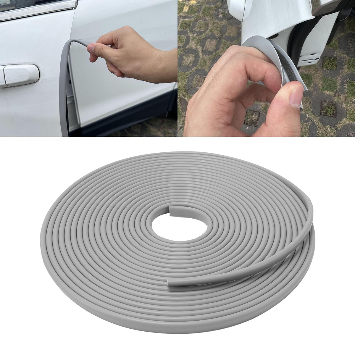 Winunite 16.4Ft(5M) Car Door Edge Guards Light Gray, Fit Most Vehicles, Self-Adhesive Pvc, Fade-Resistant, U-Shaped Automotive T