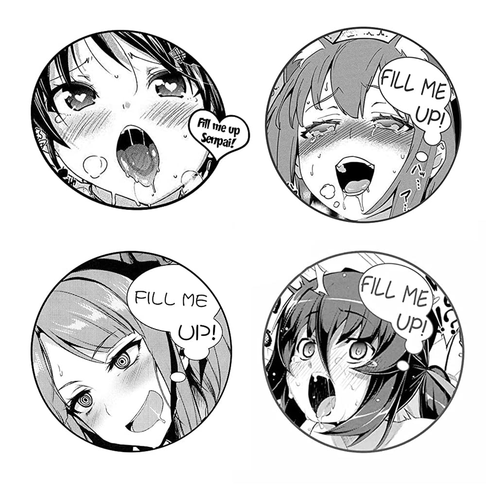 Earlfamily 5.1'' 4Pcs Anime Girl Stickers For Fill Me Up Car Sticker Personality Cute Decals Anime Scratch-Proof Caravan Refrige