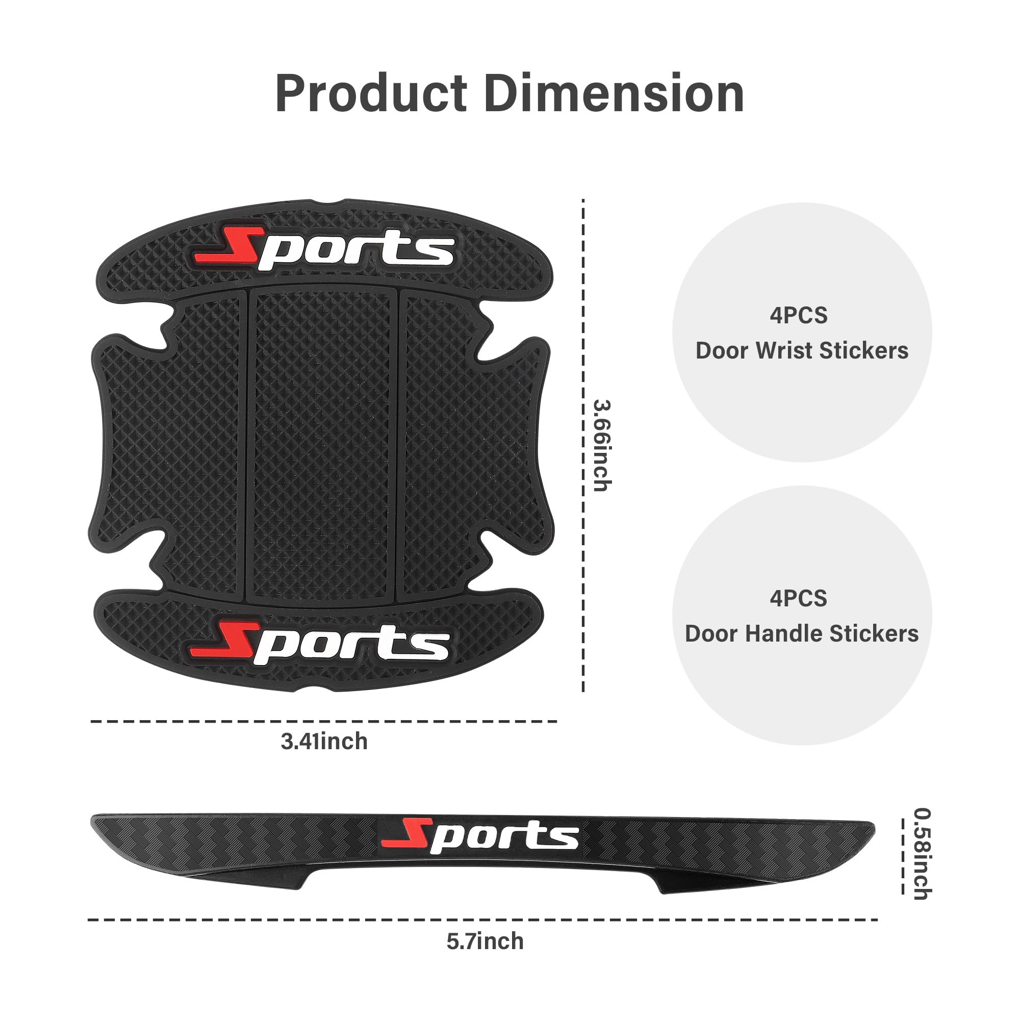 4PCS Car Door Protector+4PCS Car Door Handle Protector,Sports Car Door Handle Scratch Protector,Universal Car Door Edge Protecto