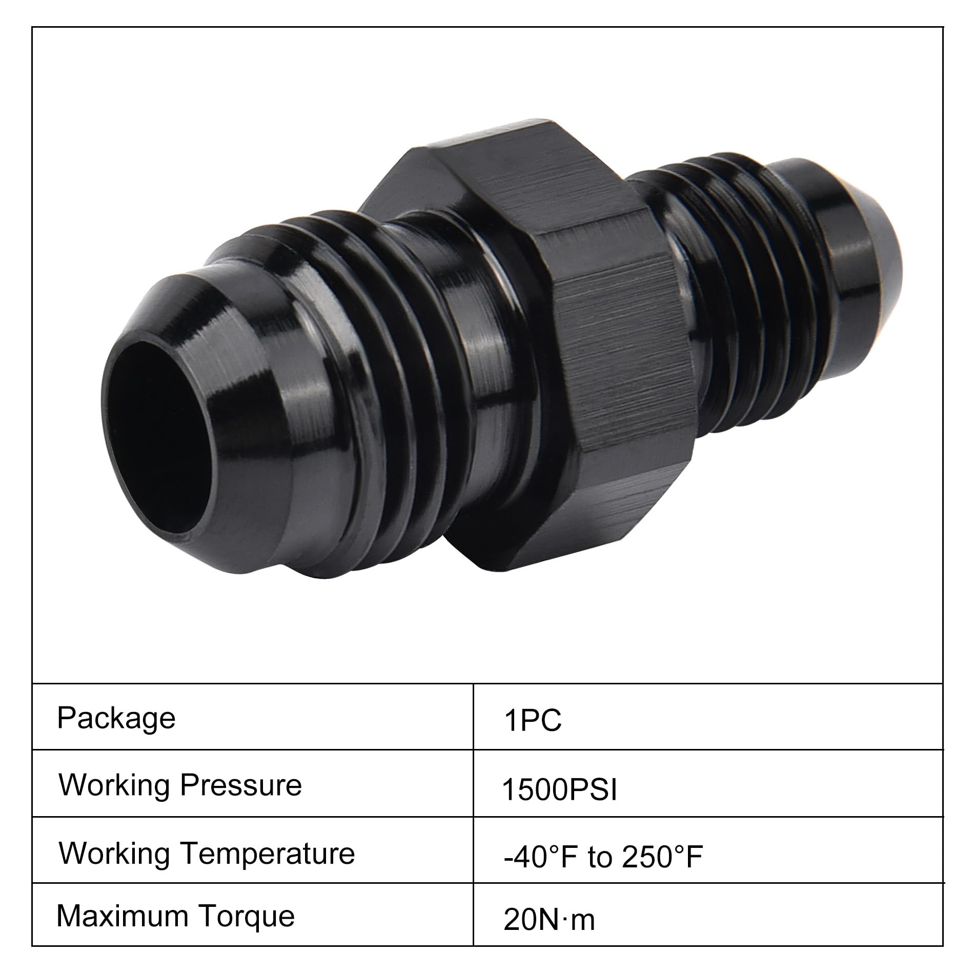 EVIL ENERGY 6AN Male to AN4 Male Flare Reducer Coupler Union Straight Adapter Fitting Black
