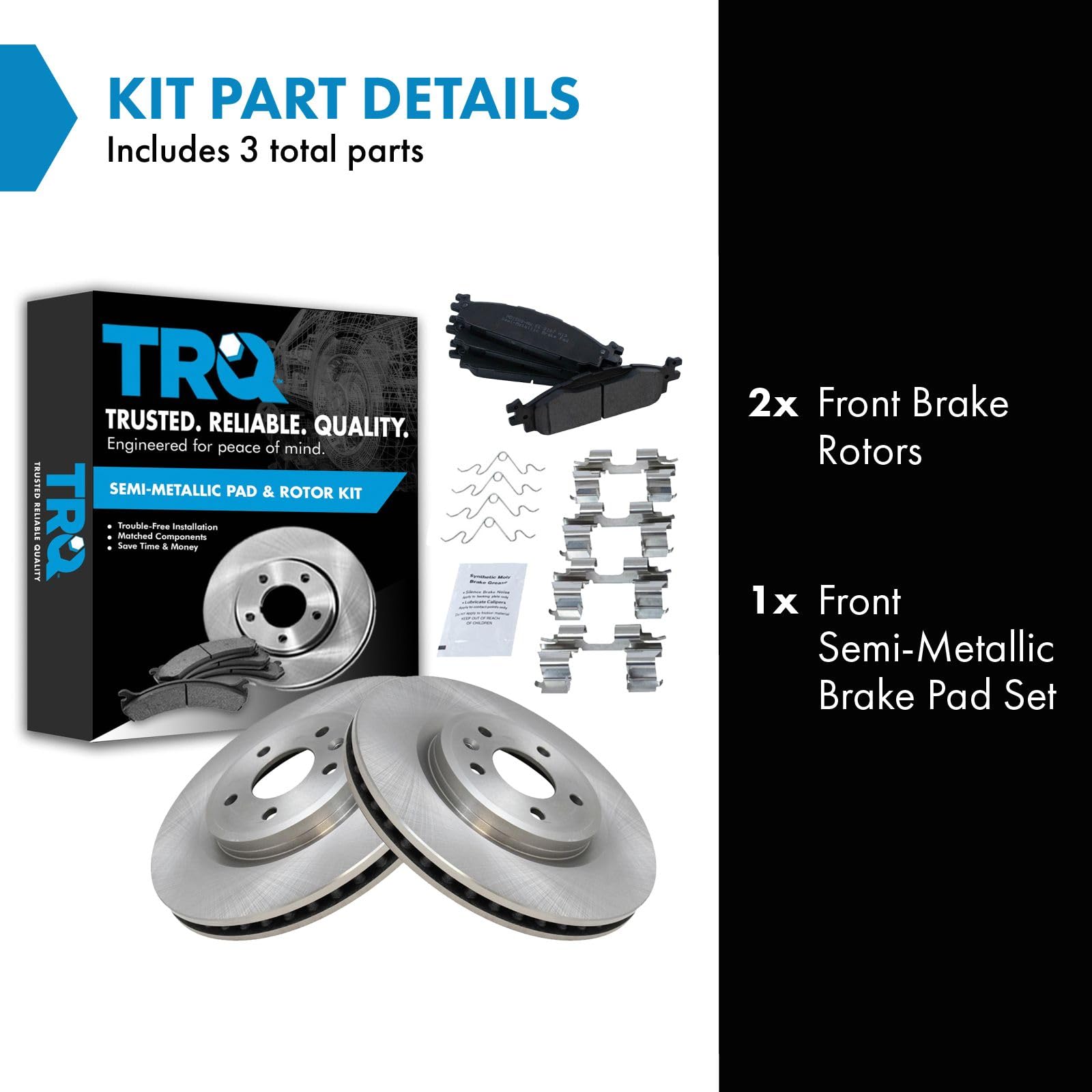 Trq Front Brake Pad & Rotor Kit Brake Pads Brake Rotor Semi-Metallic Compatible With 2011-2019 Ford Explorer 2009-2019 Flex 2010