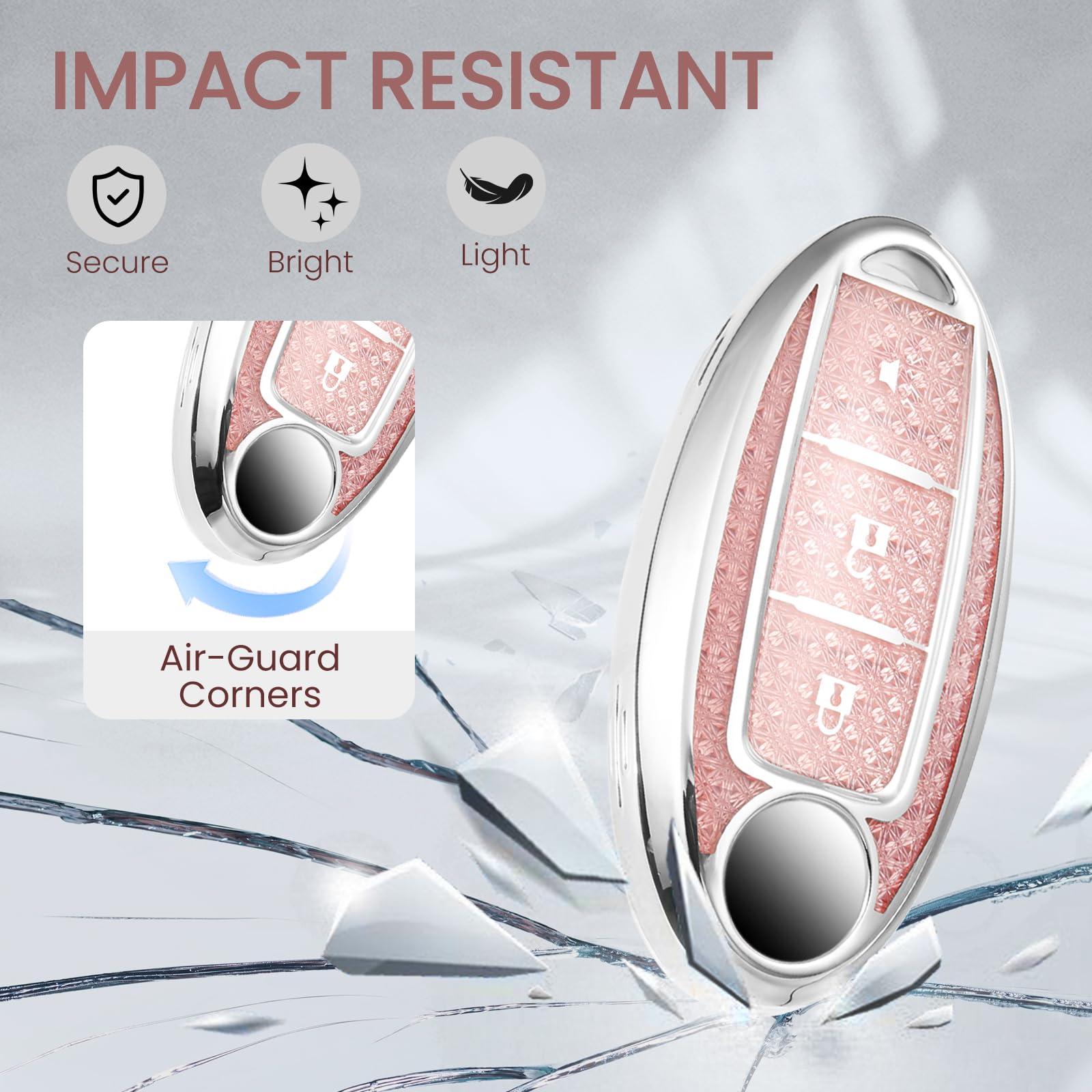 Ctrinews For Nissan Key Fob Cover With Fashionable Zirconia Wristlet Keychain, Enchanting Diamond Patterns Soft Case For Altima