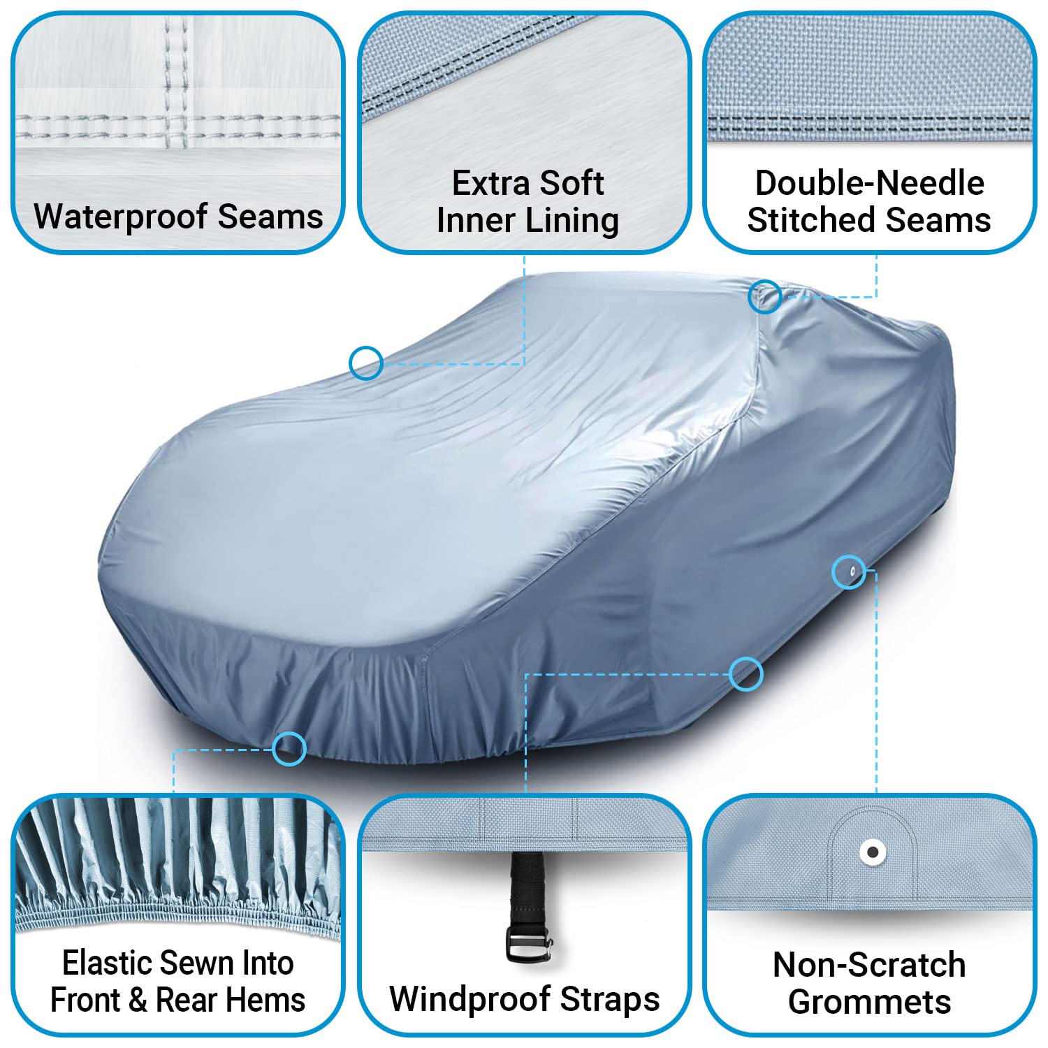Icarcover Custom Car Cover For Chevy Chevelle 2-Door, 4-Door,Waterproof All Weather Rain Snow Uv Sun Protector Full Exterior Ind