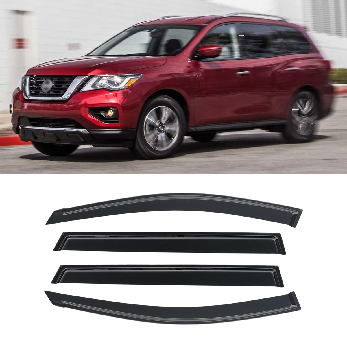 Window Rain Guards for 2013-2021 Nissan Pathfinder, Window Visor Guard Vent Wind Shade Deflector Rain Shield Protector Sun Visor