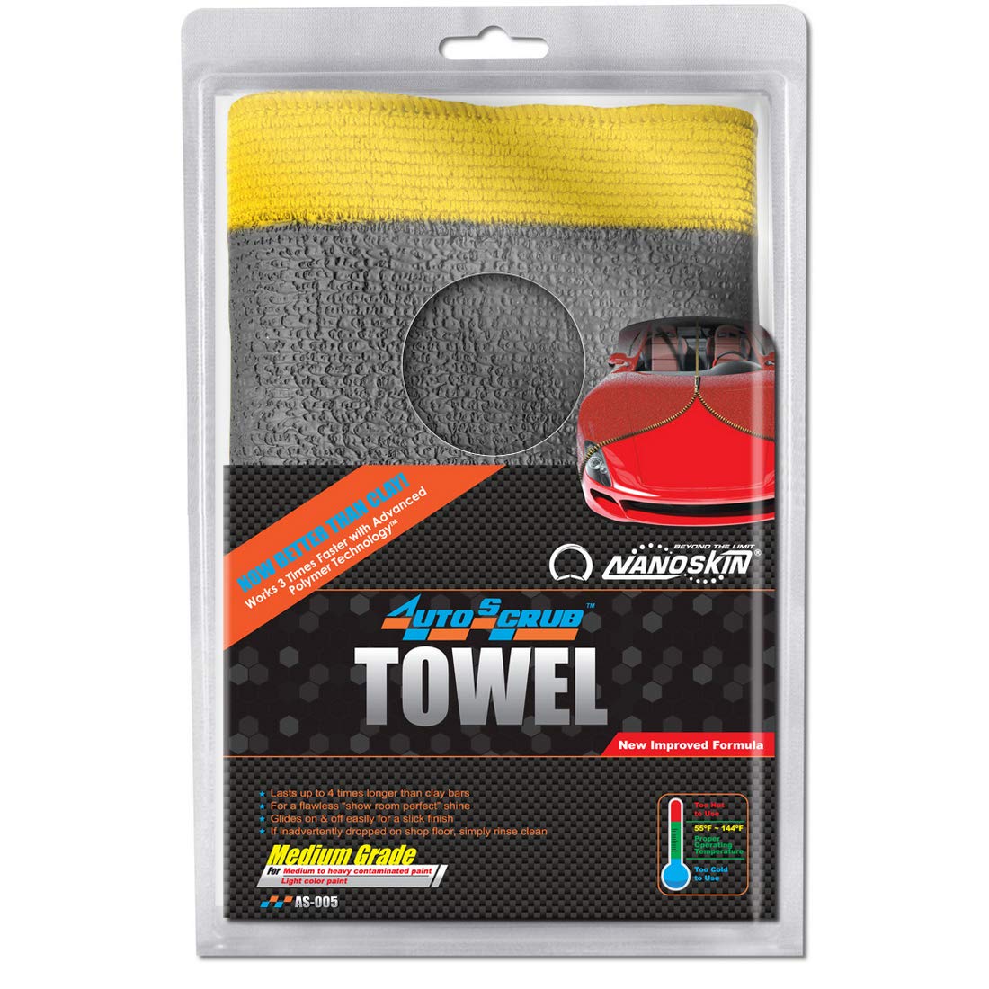 Nanoskin Autoscrub Surface Prep Towel Medium Grade- Patented Clay Bar Replacement Tool To Remove Embedded Contaminants Before Wa