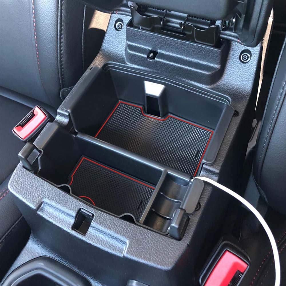 Edbetos Center Console Organizer Tray Compatible With Jeep Wrangler Jl/Jlu 2018-2021 2022 2023 2024 And Gladiator Jt Truck 2020-2023 Insert Accessories - Won'T Covers The Light Inside (Red Trim)