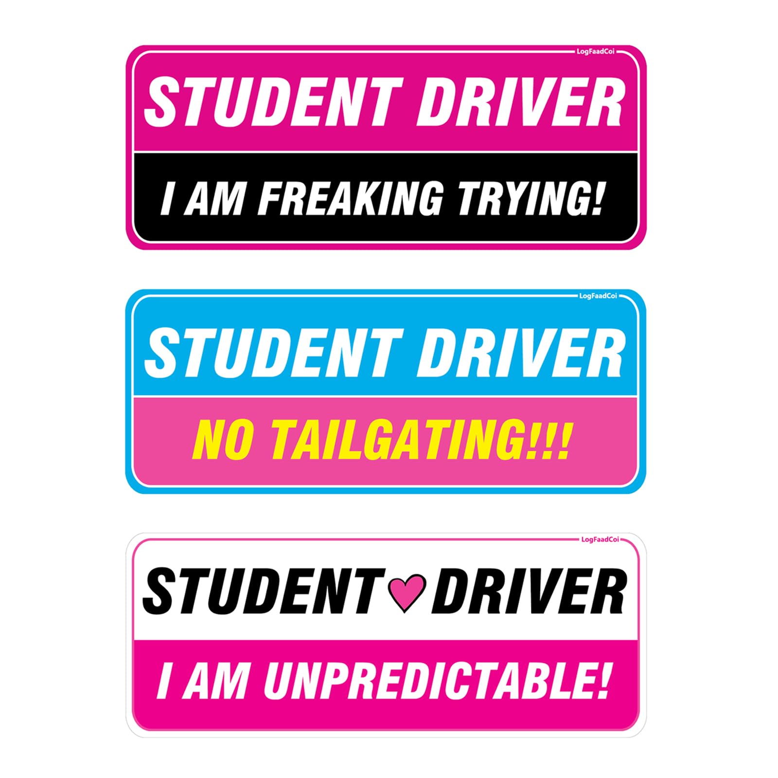 3-Pack New Driver Car Magnets - Funny & Reflective, Removable Novice Safety Signs - Weather-Resistant - Large 10x3.5 in - Perfec