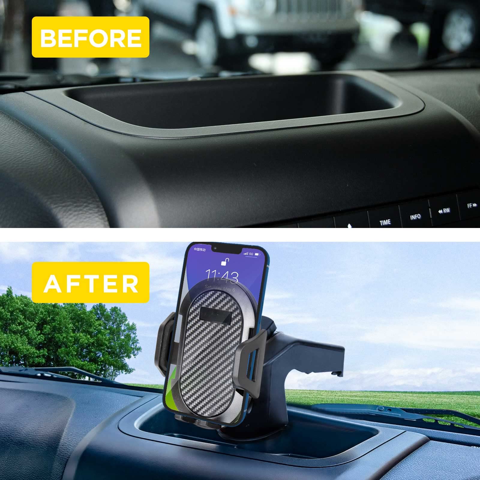 Neepiar Phone Holder Mount Compatible With 2011-2018 Jeep Wrangler Jk Jku Dash Multi-Mount Phone Kit With Storage Box Interior Accessories