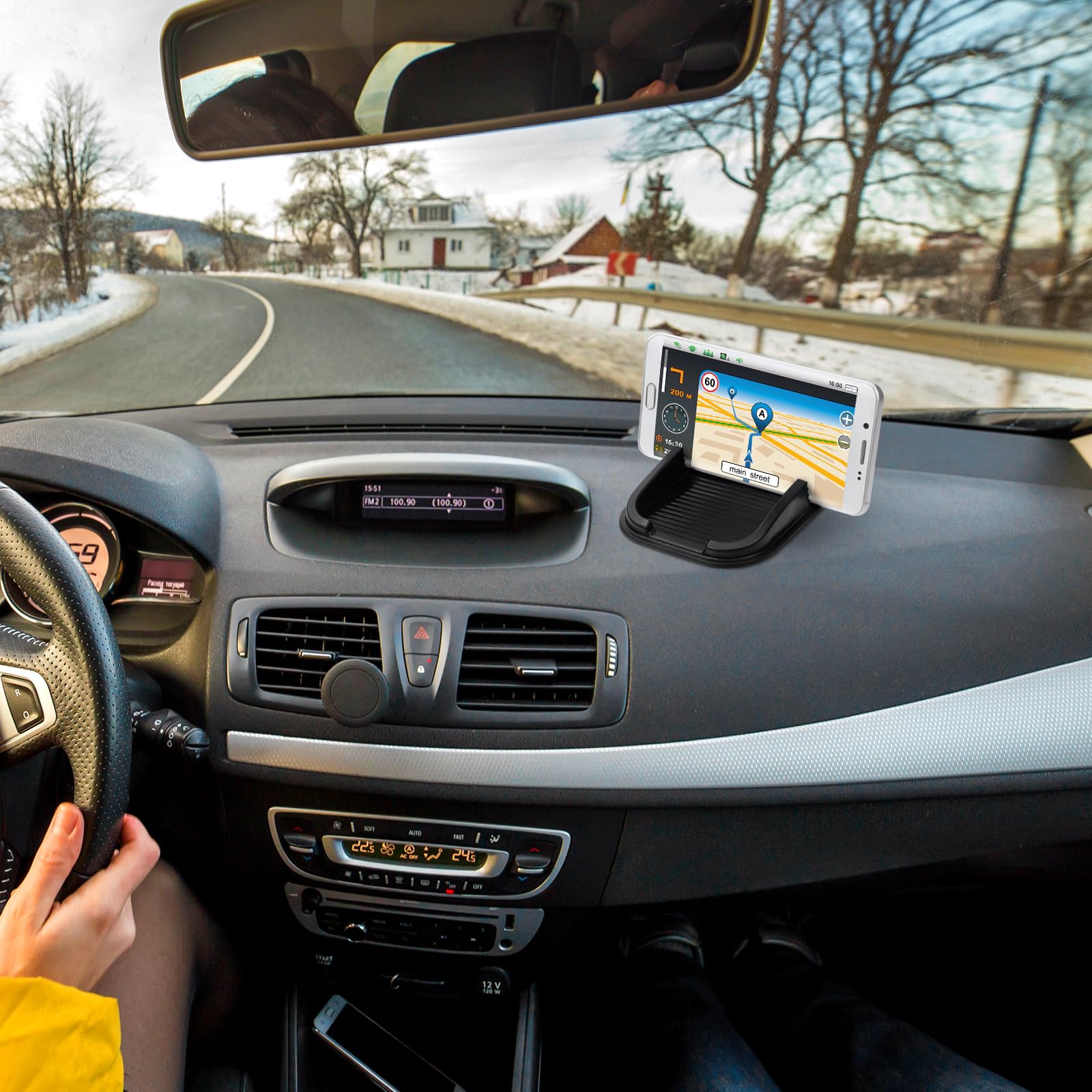 Favomoto Car Dashboard Non Slip Mat - Slide Sticky Extra- Thick Dash Pad Non- Slip Mounting Pad Compatible For Cellphone Mp3 Mp4 Keys (Black)