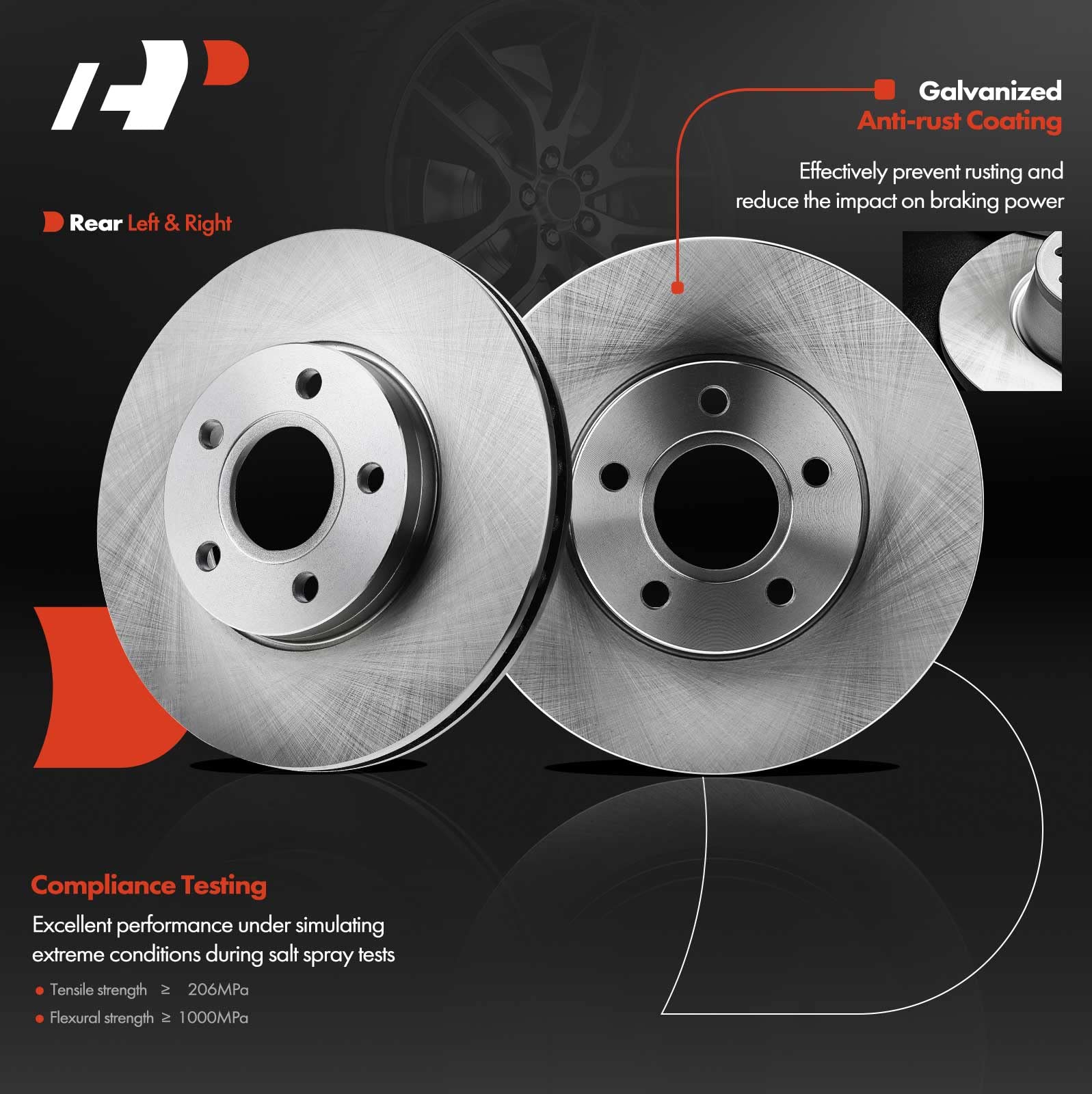 A-Premium 10.94 Inch (278Mm) Front Vented Disc Brake Rotors + Ceramic Pads Kit Compatible With Select Volvo And Ford Models - Fo