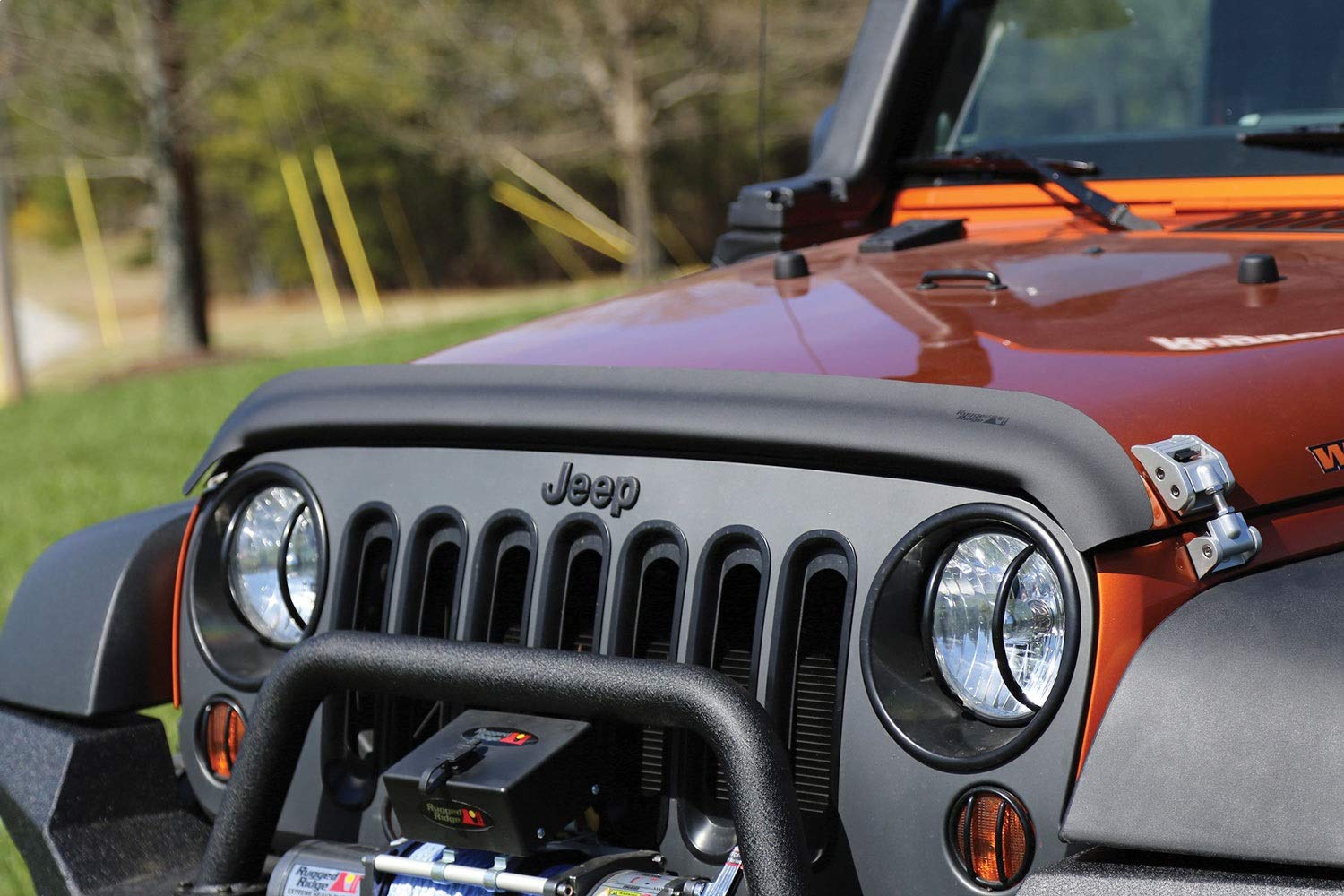 Rugged Ridge Hood Bug Deflector, Acrylic, Matte Black, Model 11348.02, Fits 2007-2018 Jeep Wrangler JK/JKU