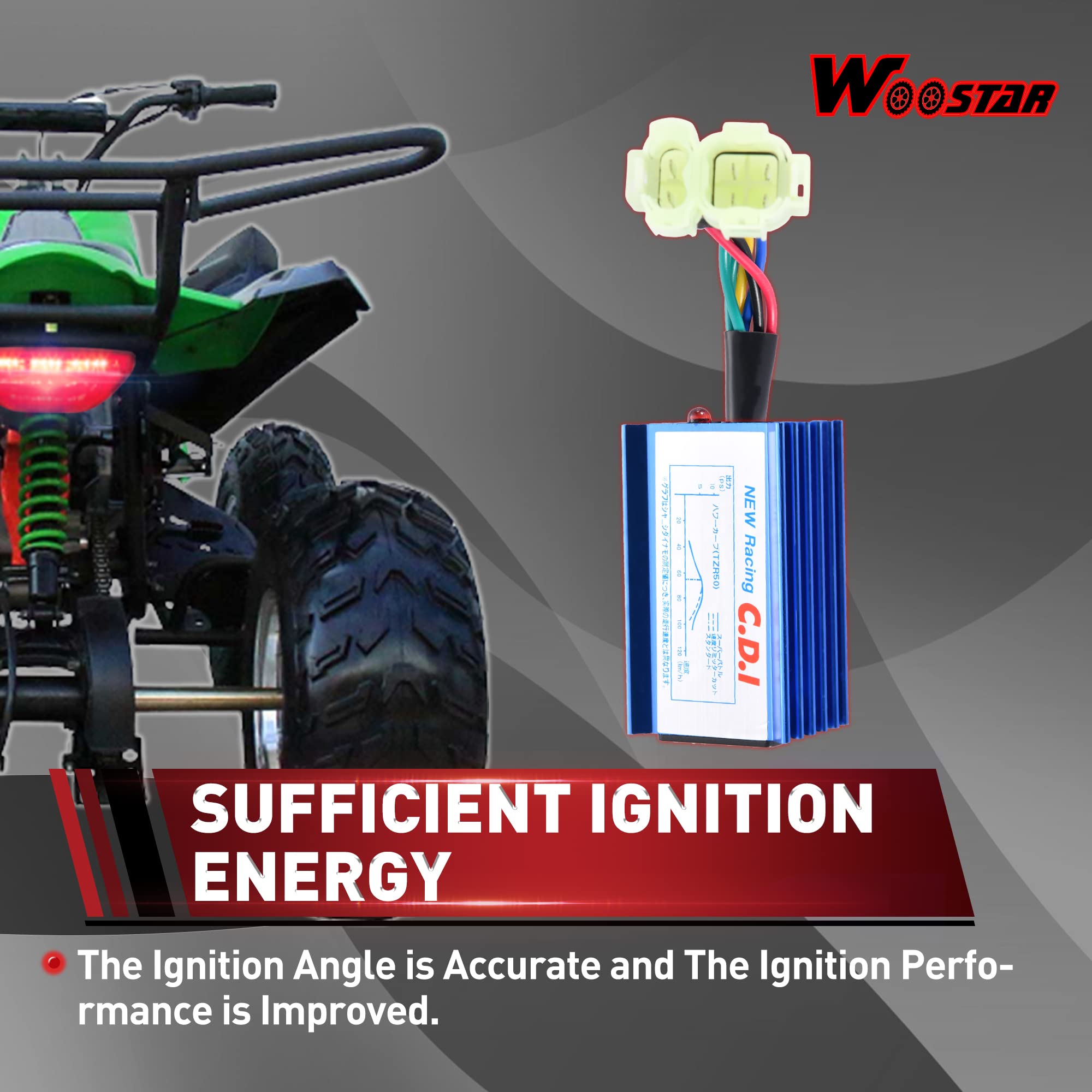 WOOSTAR 6 Pin AC Ignition Racing CDI Replacement for GY6 139QMB 152QMI 157QMJ Engine 50cc 70cc 90cc 125cc 150cc 250cc ATV Moped