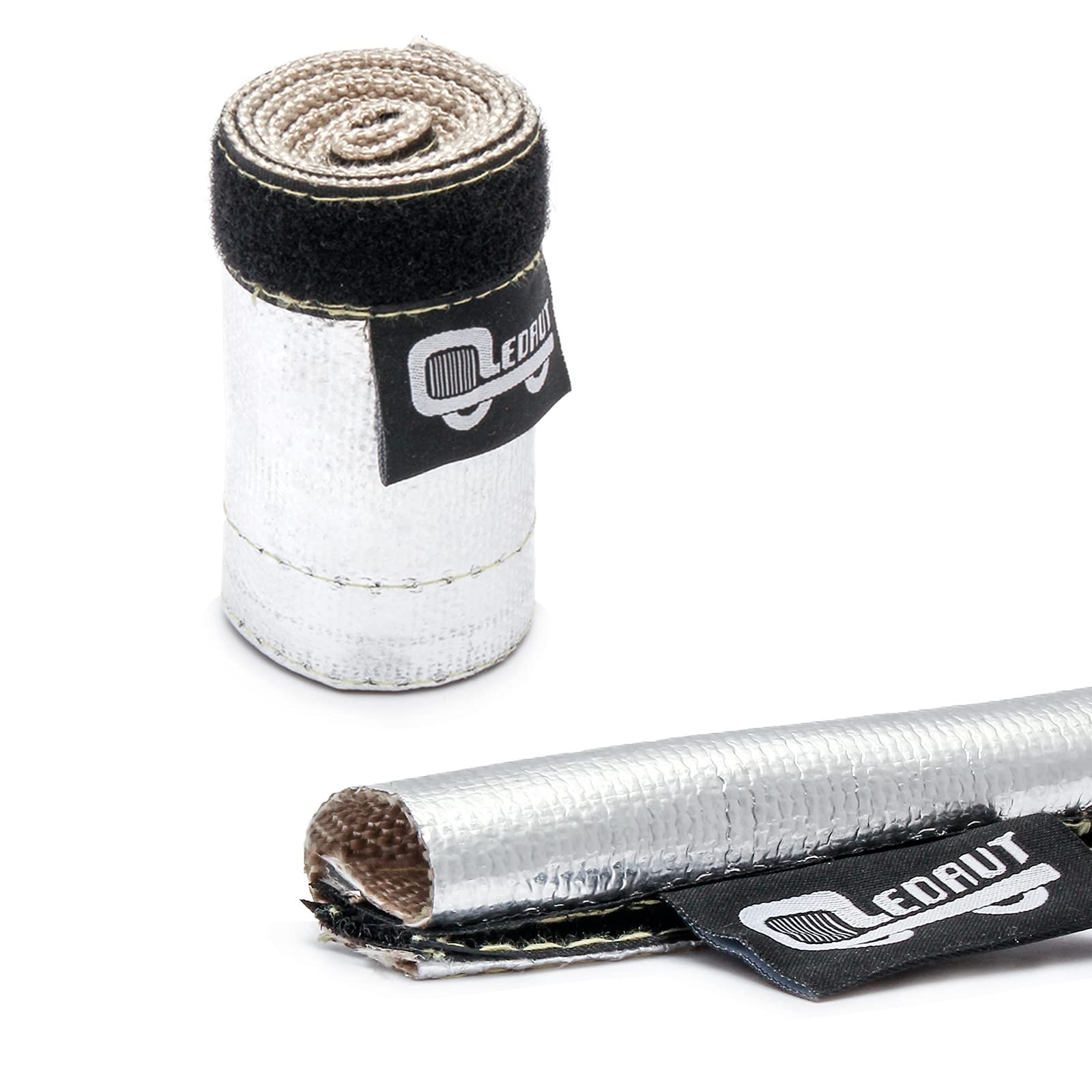 Heat Shroud Aluminized Sleeving Heat Shield Fuel Line Wire Heat Sleeve 3/4'' I.D. X 3Ft With 10 Pcs 7.8Inch Stainless Steel Cabl