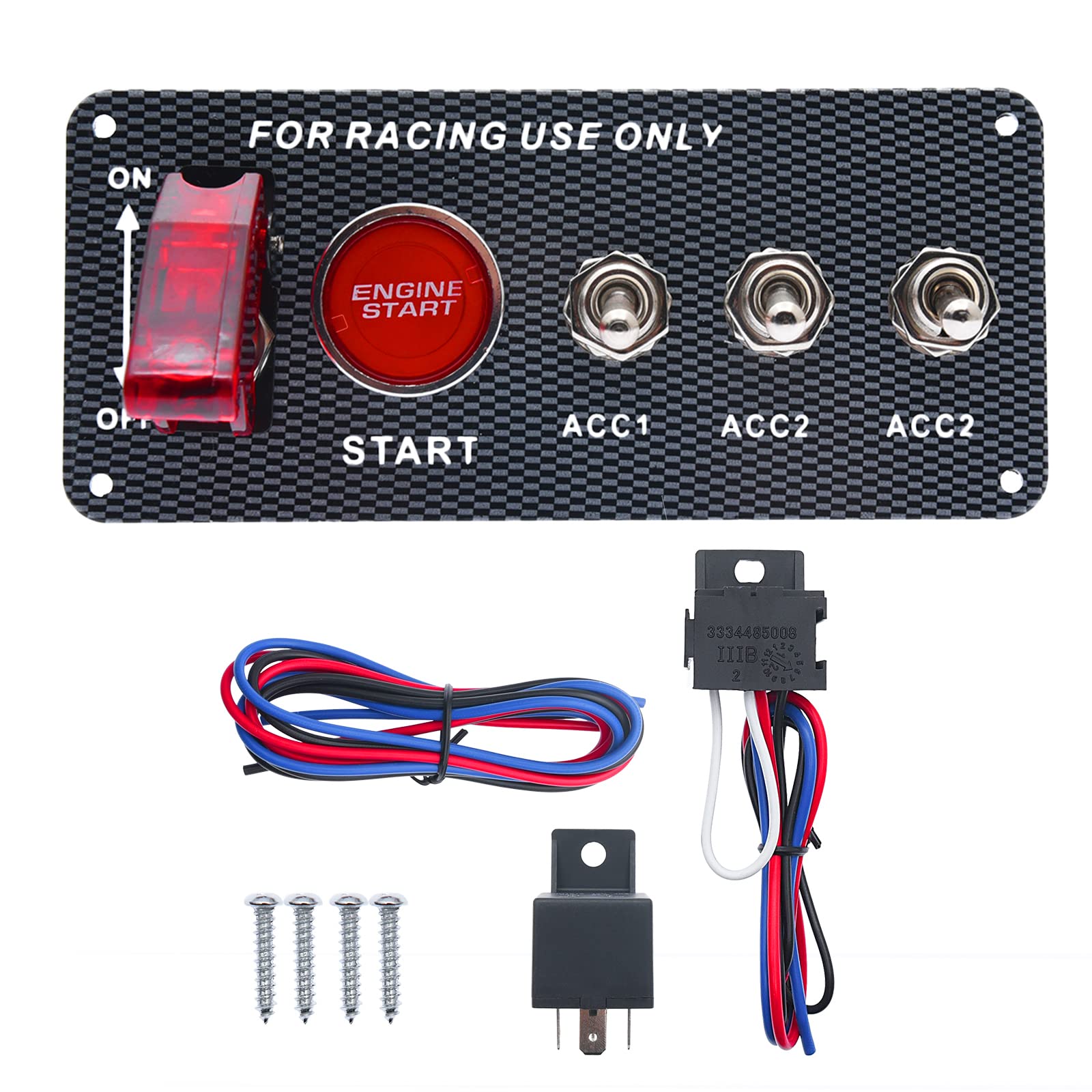 Geloo Ignition Switch Panel 12V Racing Car Engine Start Push Button Switch Panel Carbon Fiber Led Toggle Switches For Race Car R