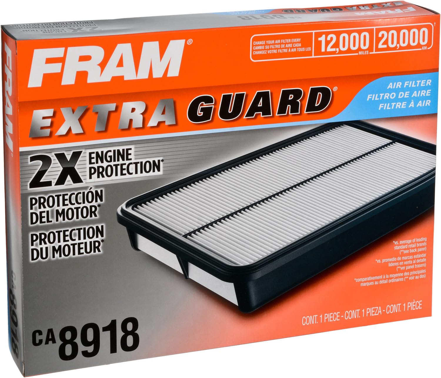 Fram Extra Guard Ca8918 Replacement Engine Air Filter For Select Lexus And Toyota Models, Provides Up To 12 Months Or 12,000 Mil