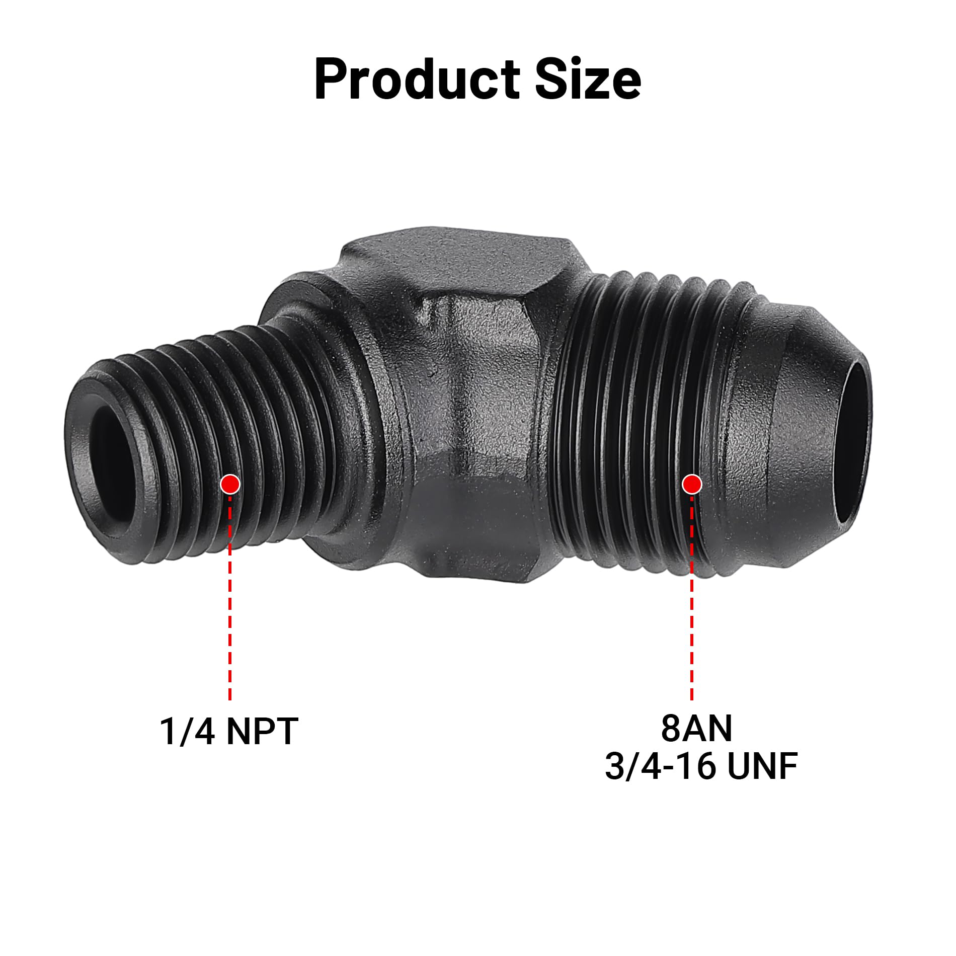 Evil Energy 8An Male Flare To 1/4'' Npt Pipe 45 Degree Fitting Adapter Aluminum Black