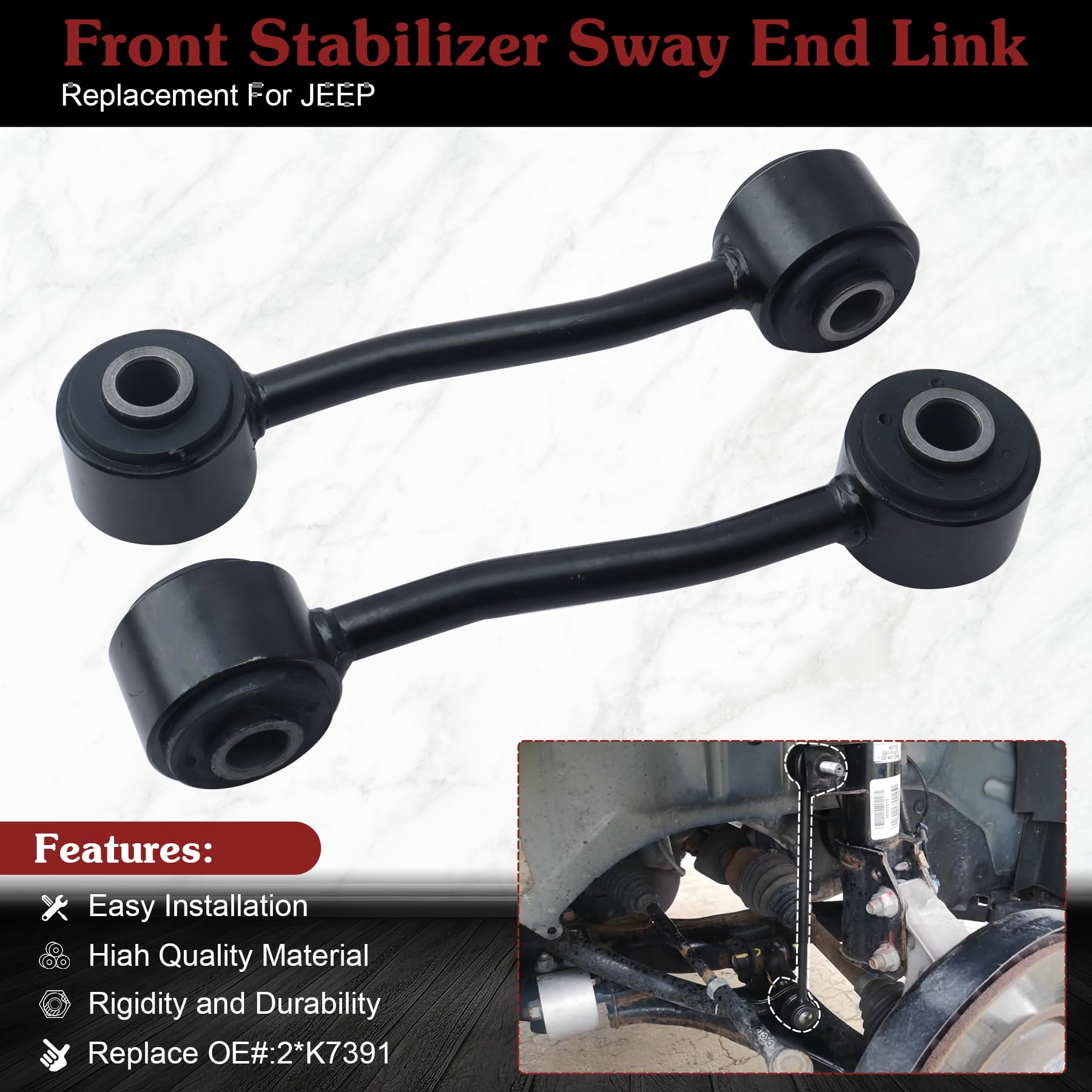 Stiueoav K7391 Sway Bar Link - Front Stabilizer End Link Compatible With 2002-2007 Liberty